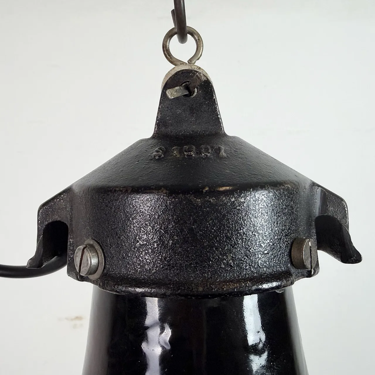 Industrial Black Enamel Bauhaus Pendant Lamp, 1930s 6