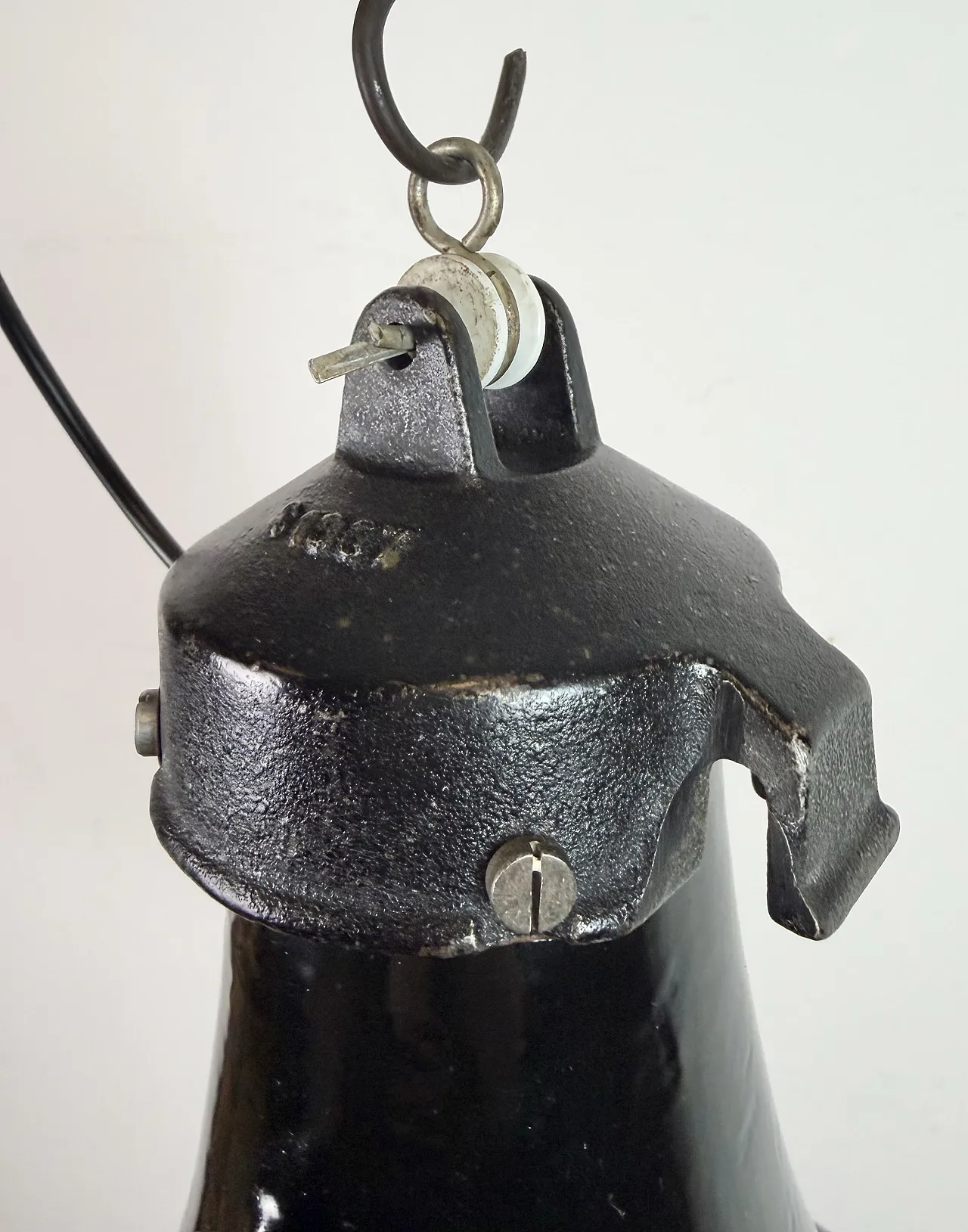 Industrial Black Enamel Bauhaus Pendant Lamp, 1930s 8