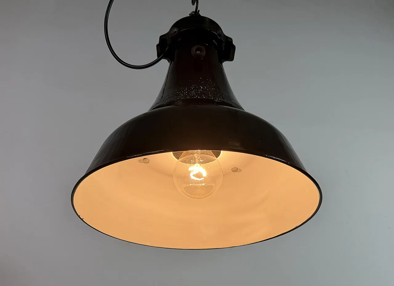 Industrial Black Enamel Bauhaus Pendant Lamp, 1930s 11