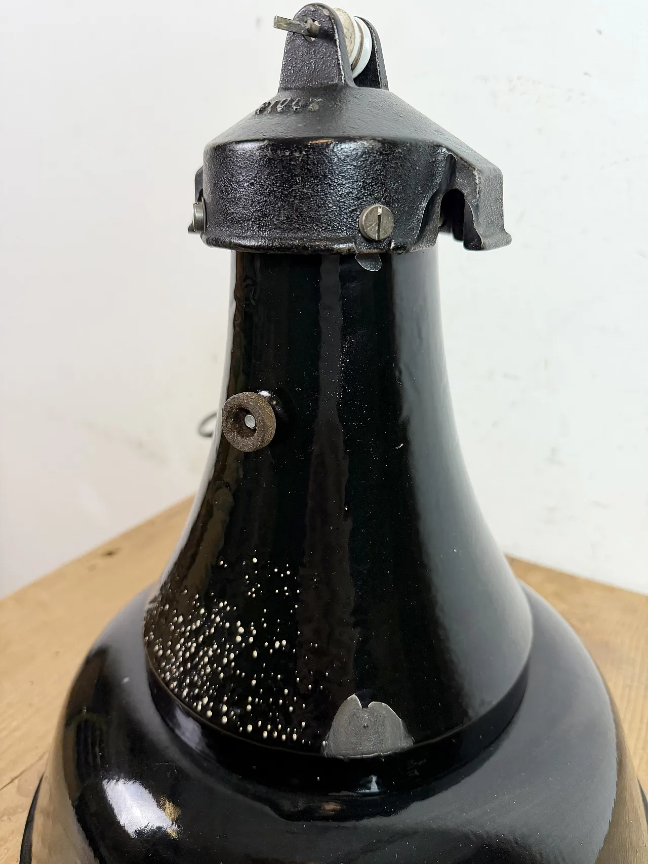 Industrial Black Enamel Bauhaus Pendant Lamp, 1930s 13