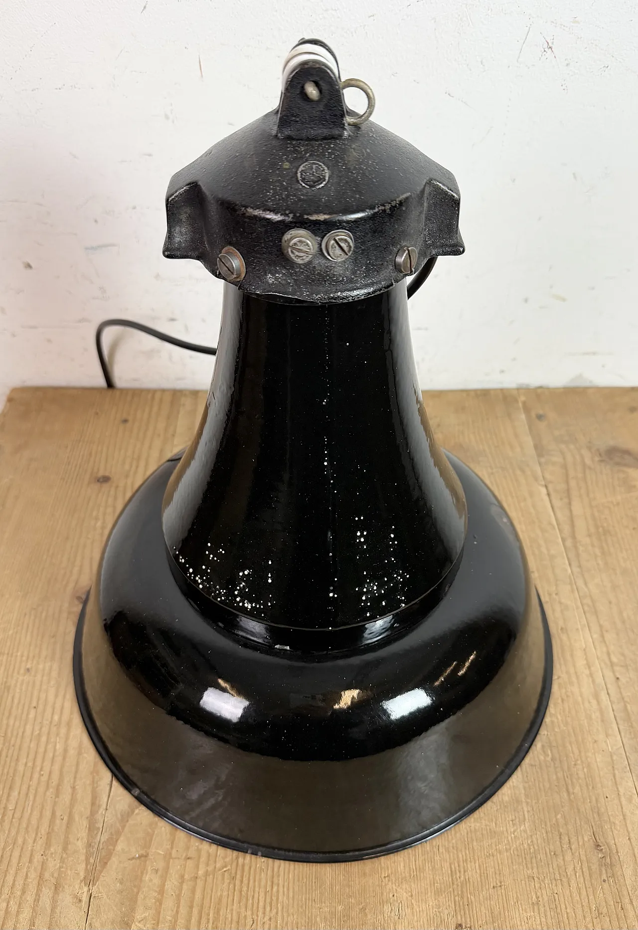 Industrial Black Enamel Bauhaus Pendant Lamp, 1930s 16