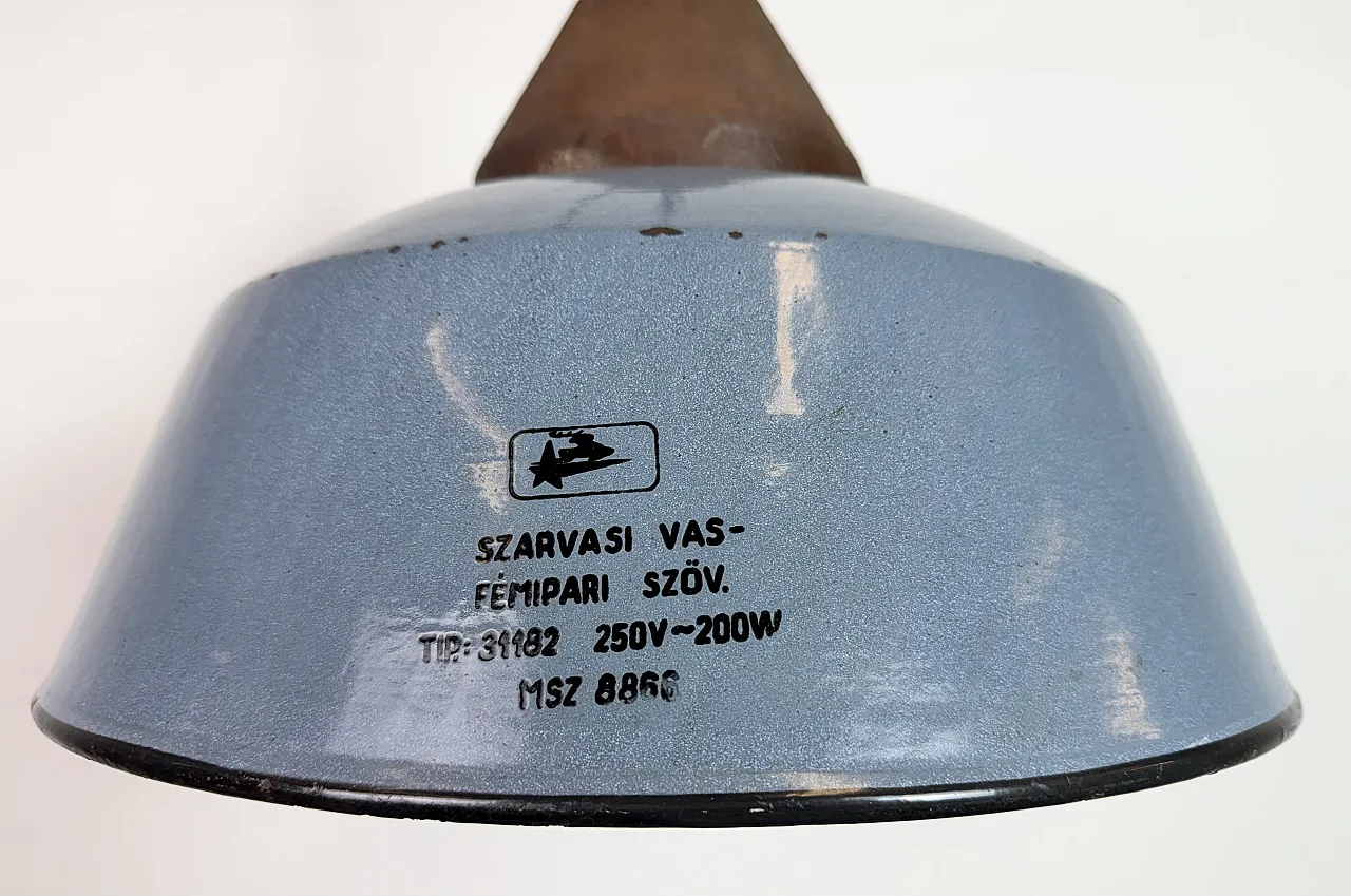 Industrial Grey Enamel and Cast Iron Pendant Light, 1960s 5