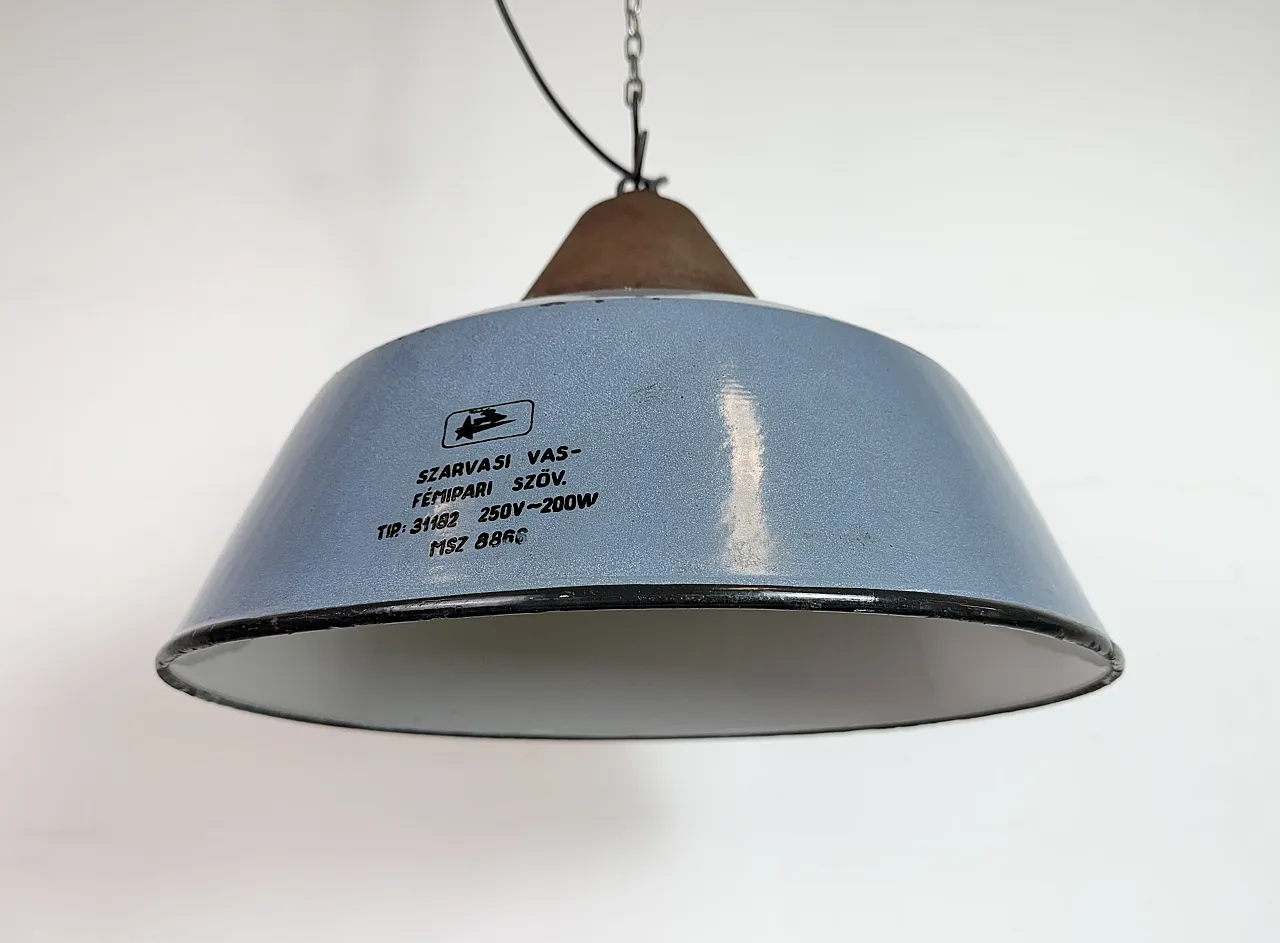 Industrial Grey Enamel and Cast Iron Pendant Light, 1960s 8