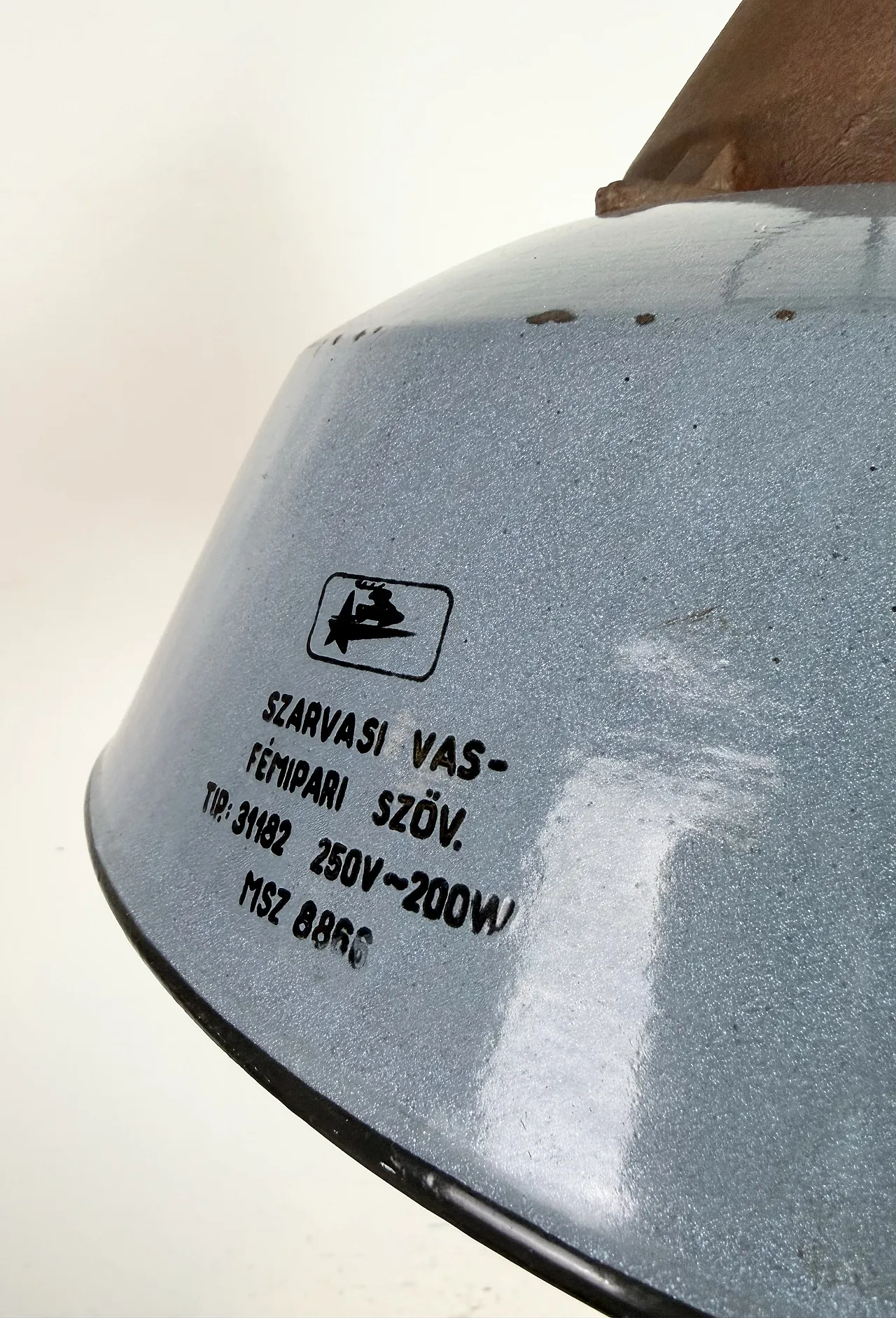 Industrial Grey Enamel and Cast Iron Pendant Light, 1960s 9