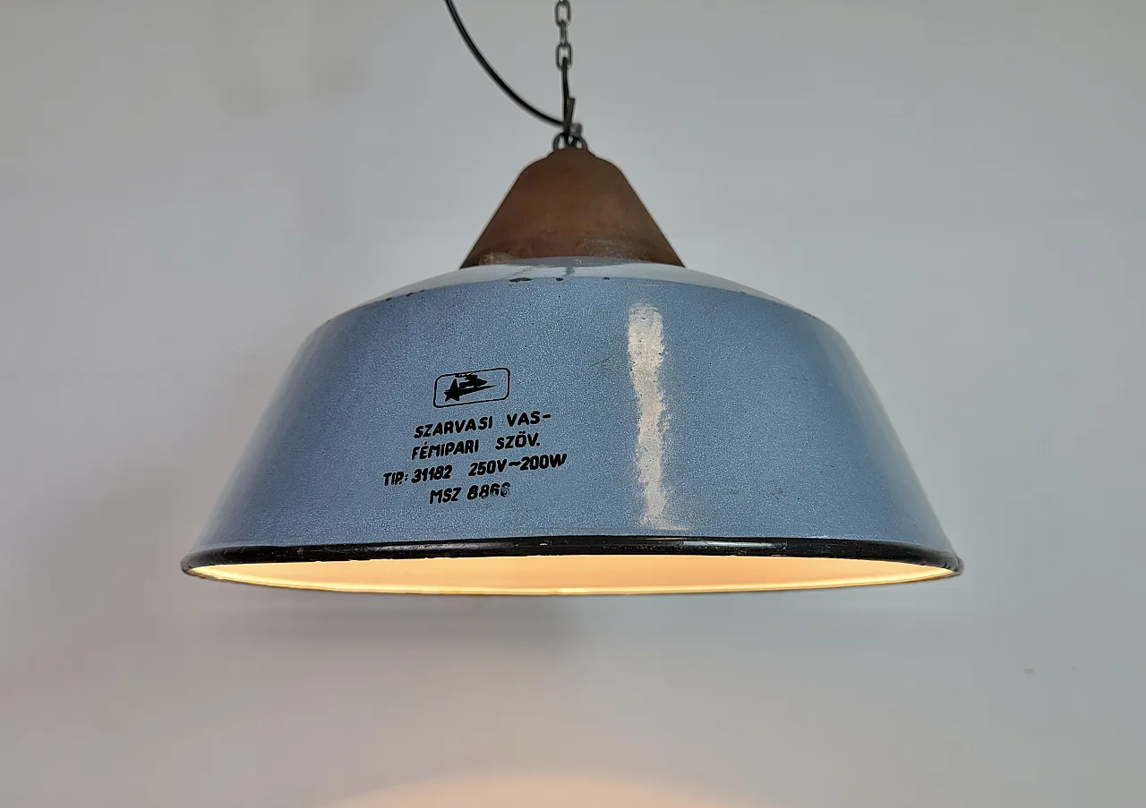 Industrial Grey Enamel and Cast Iron Pendant Light, 1960s 10
