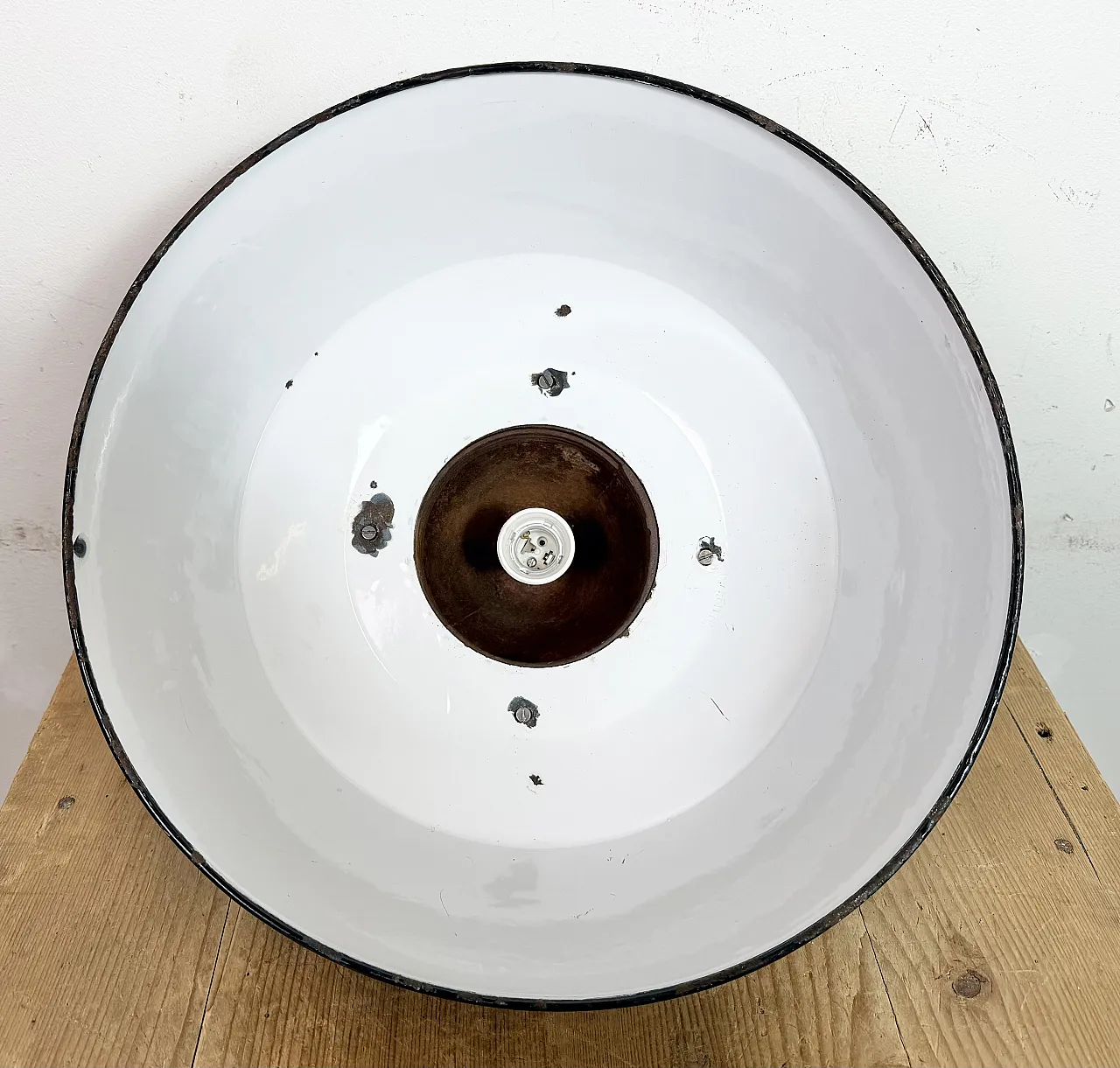 Industrial Grey Enamel and Cast Iron Pendant Light, 1960s 16