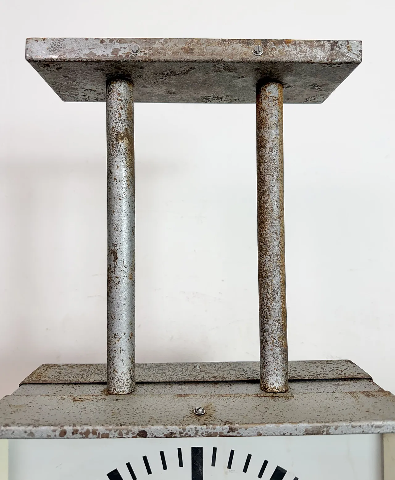 Square Double Sided Factory Ceiling Clock from Pragotron, 70s 5