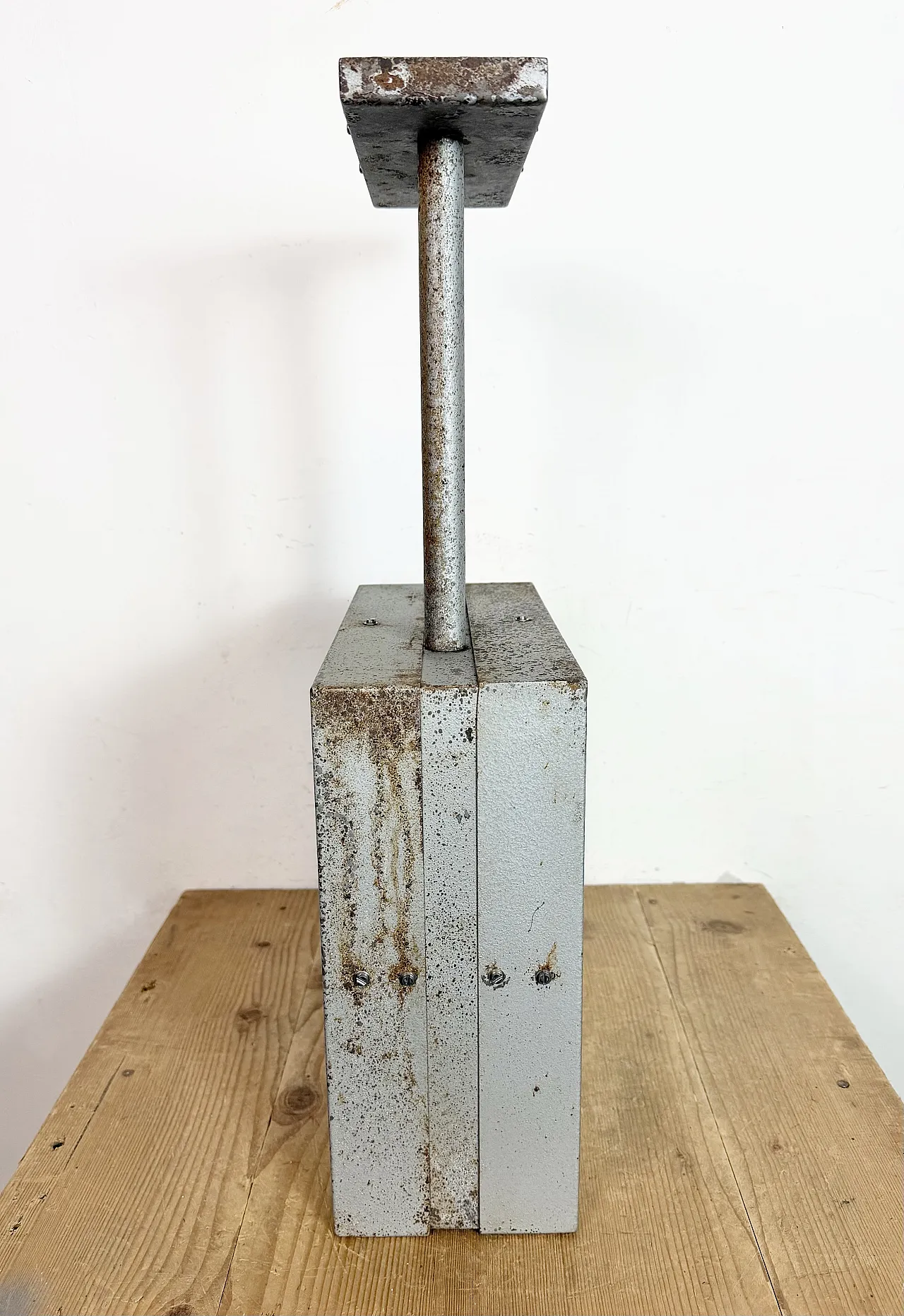 Square Double Sided Factory Ceiling Clock from Pragotron, 70s 9