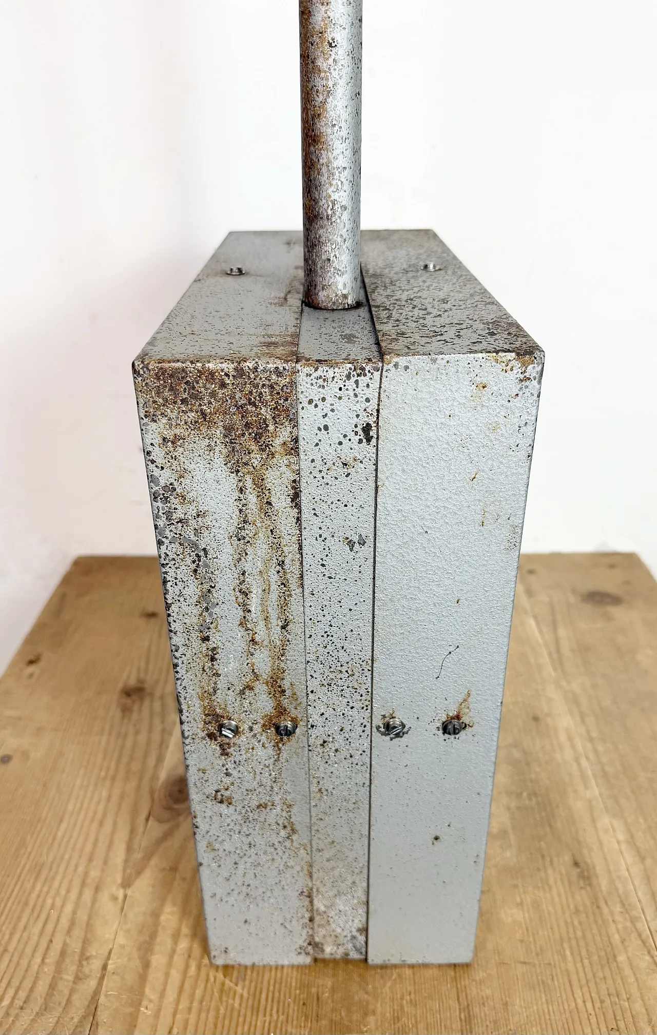 Square Double Sided Factory Ceiling Clock from Pragotron, 70s 10