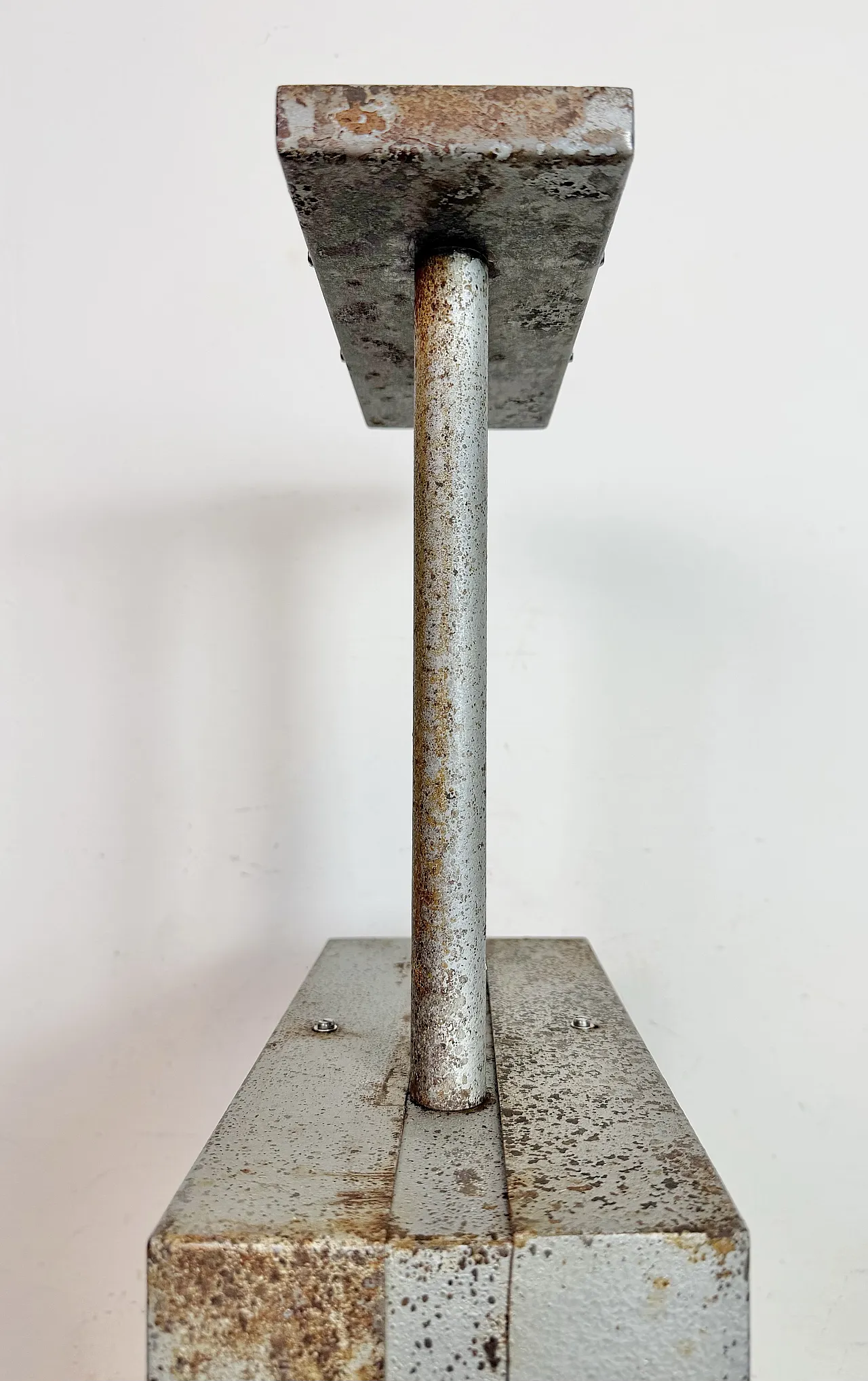 Square Double Sided Factory Ceiling Clock from Pragotron, 70s 11