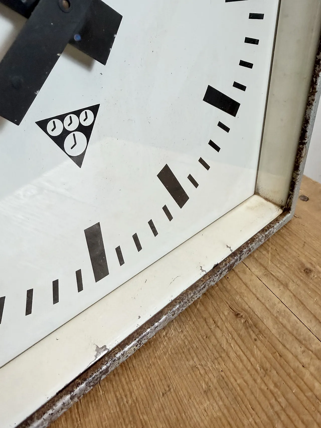 Square Double Sided Factory Ceiling Clock from Pragotron, 70s 23