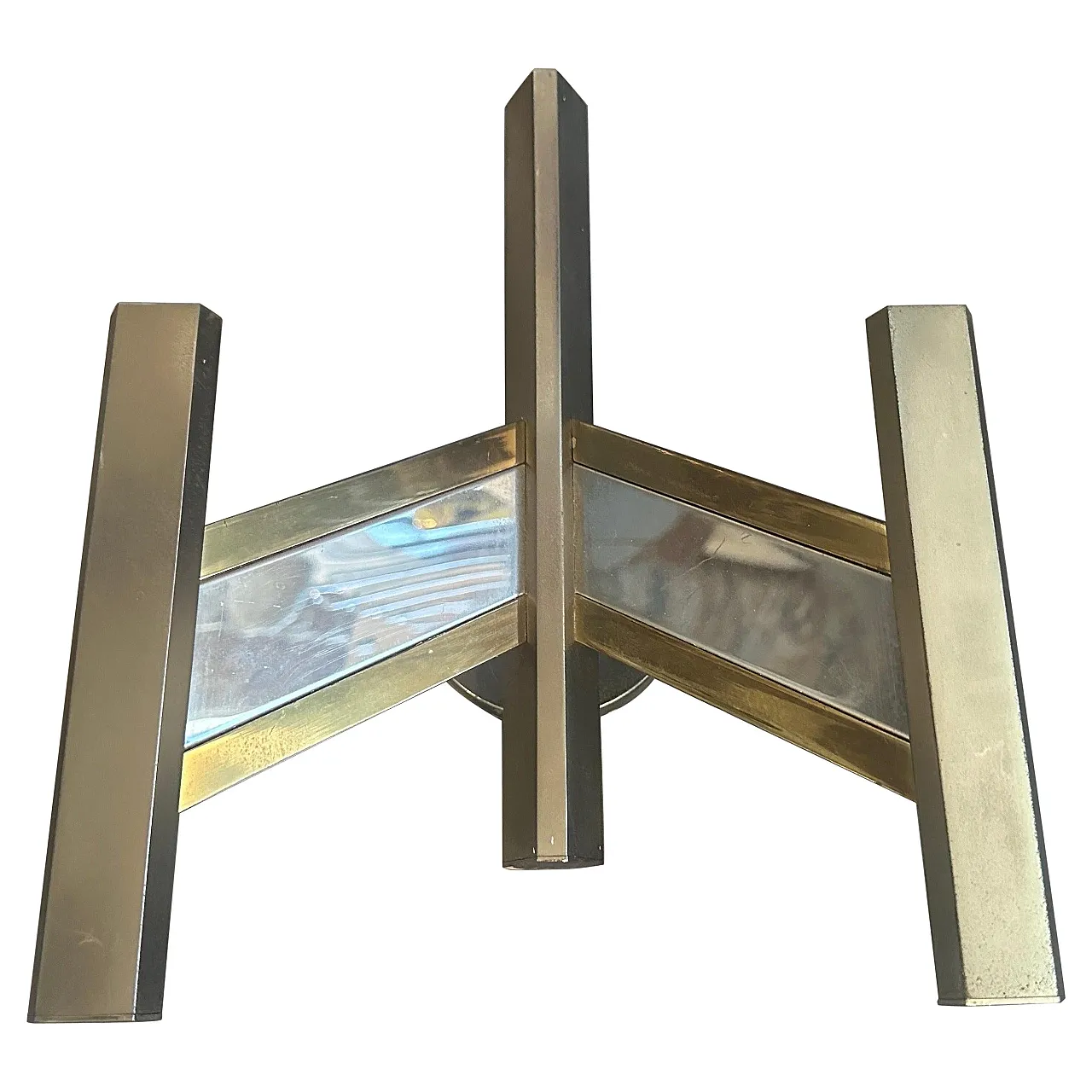 Brass and steel wall sconce by Gaetano Sciolari, 1960s 1