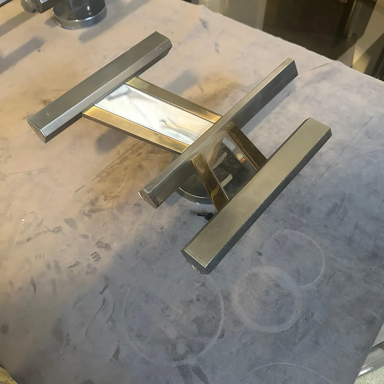 Brass and steel wall sconce by Gaetano Sciolari, 1960s 4