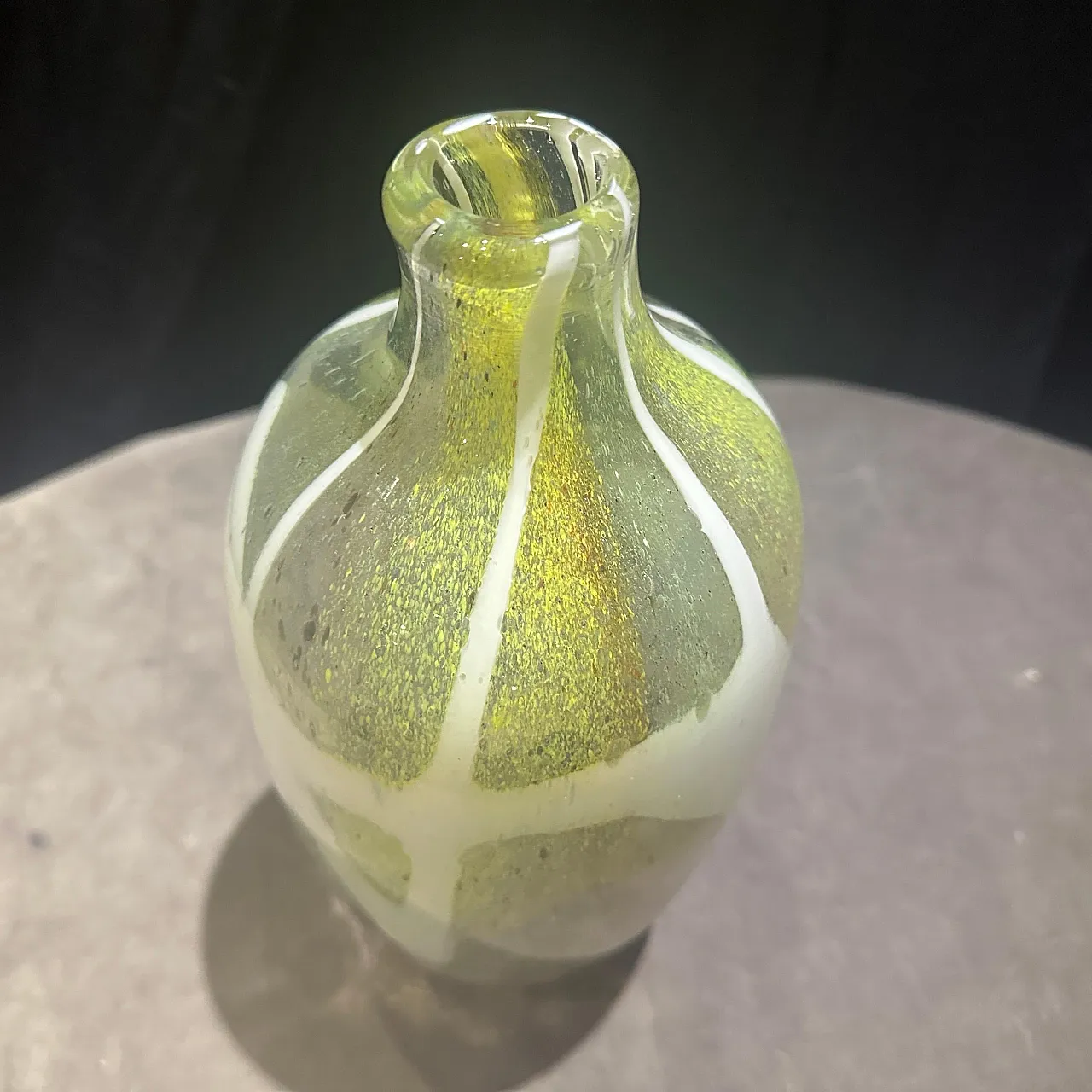 Nason style modern green and white Murano glass bottle vase, 1980s 4