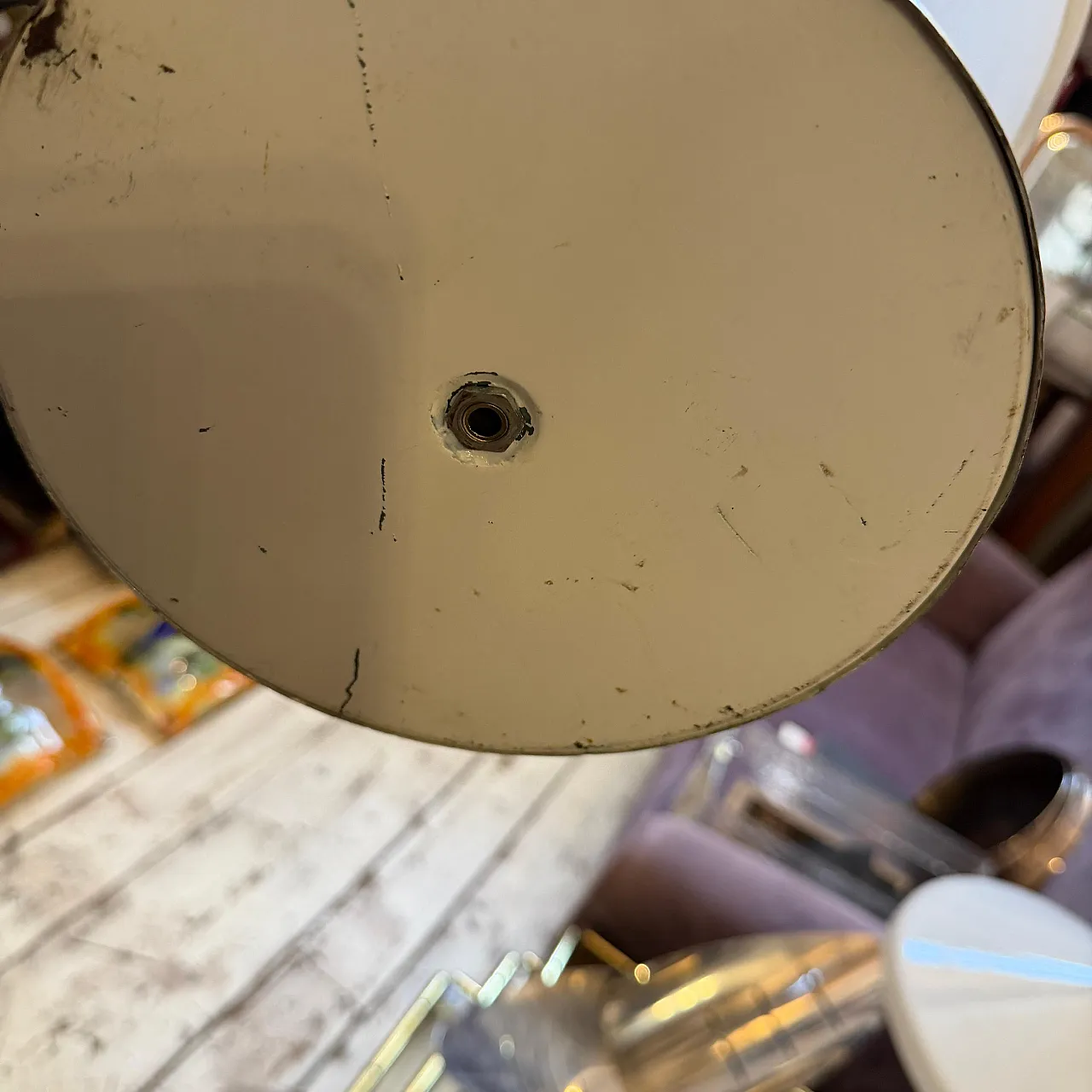 Space Age steel and glass mushroom table lamp, 1960s 5