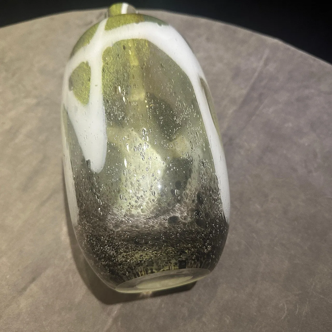 Nason style modern green and white Murano glass bottle vase, 1980s 6