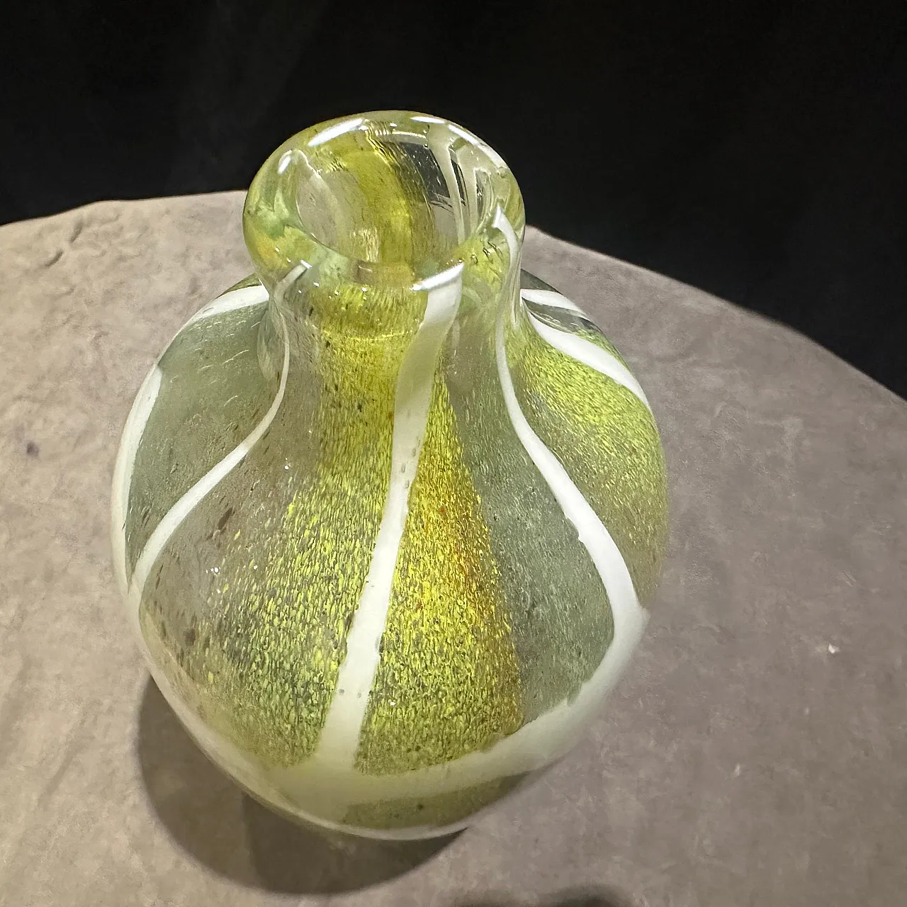 Nason style modern green and white Murano glass bottle vase, 1980s 7