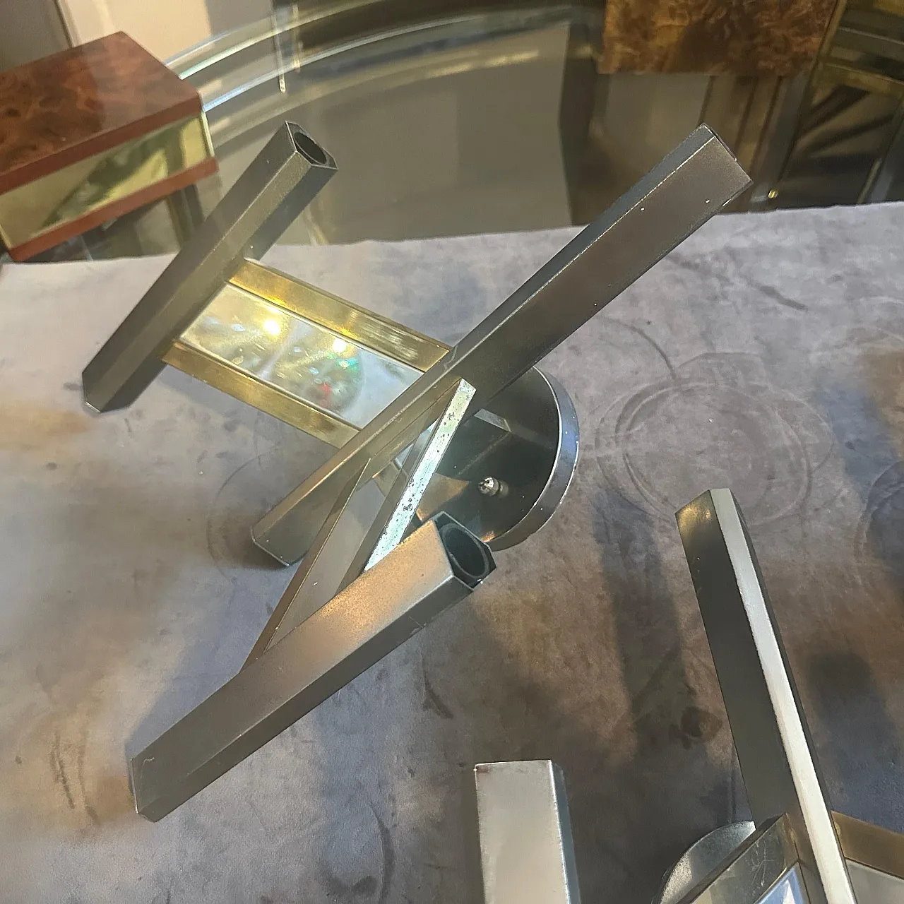 Brass and steel wall sconce by Gaetano Sciolari, 1960s 8