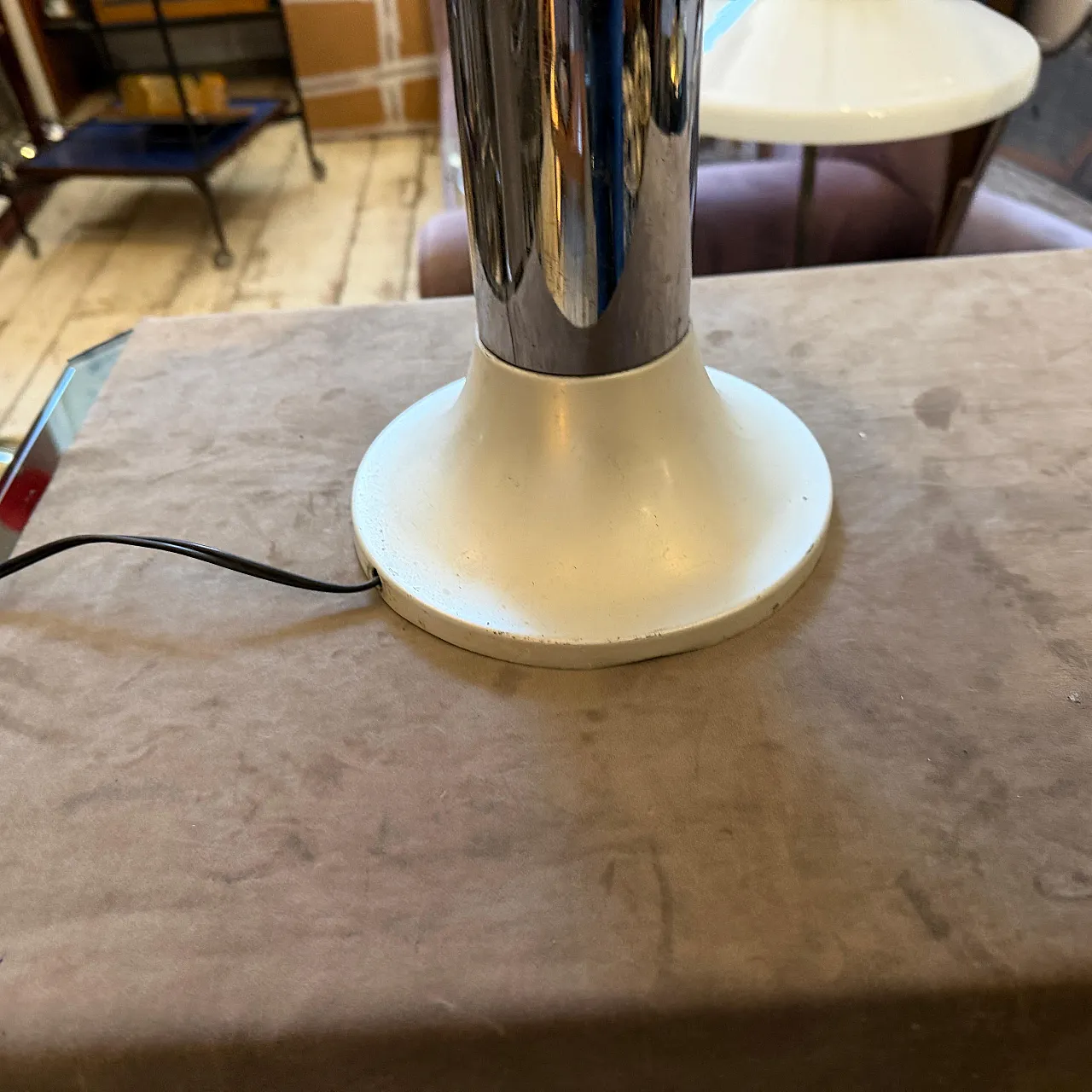 Space Age steel and glass mushroom table lamp, 1960s 8