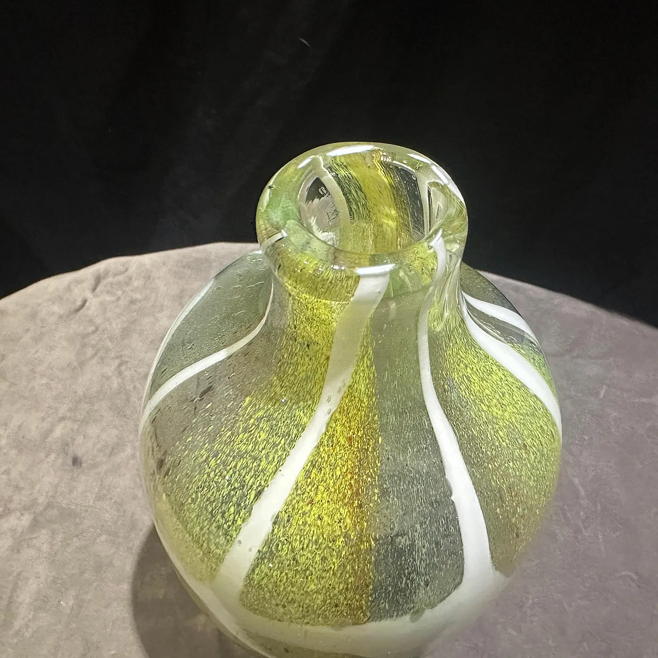 Nason style modern green and white Murano glass bottle vase, 1980s 10
