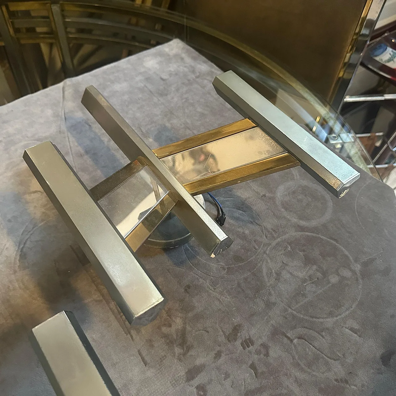 Brass and steel wall sconce by Gaetano Sciolari, 1960s 14