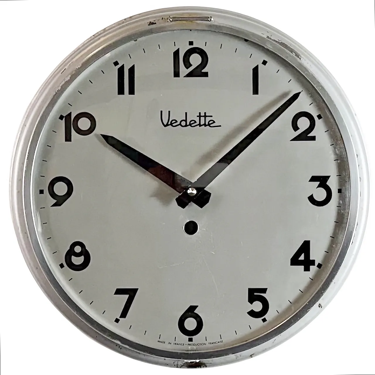 Grey Industrial French Wall Clock from Vedette, 1950s 1