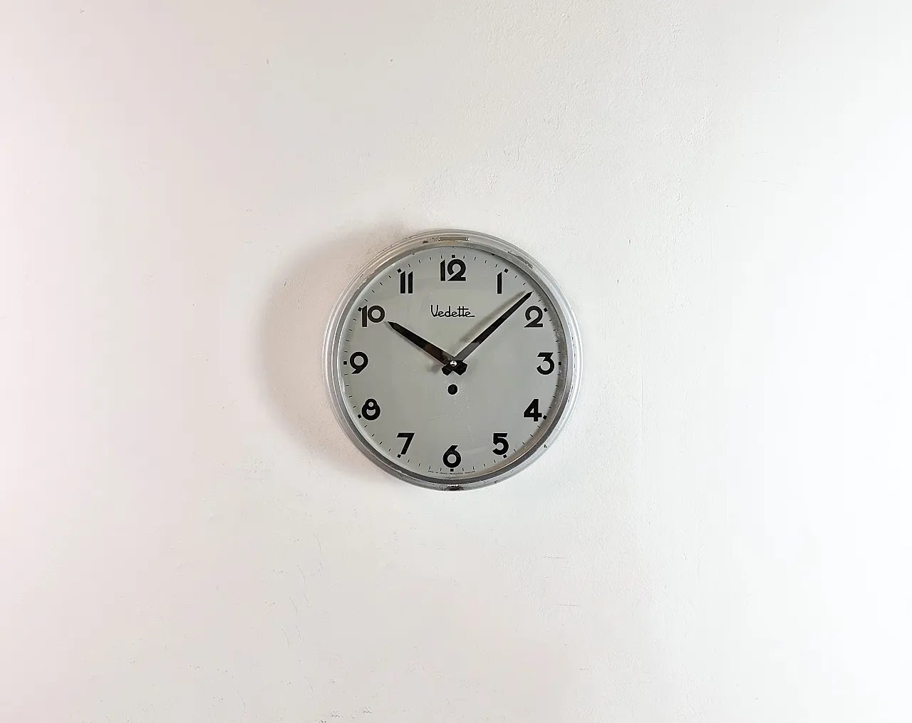 Grey Industrial French Wall Clock from Vedette, 1950s 2