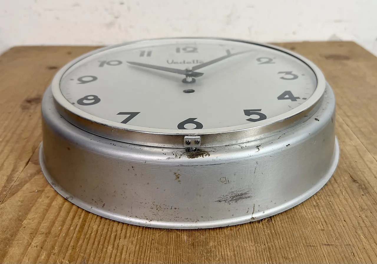 Grey Industrial French Wall Clock from Vedette, 1950s 8