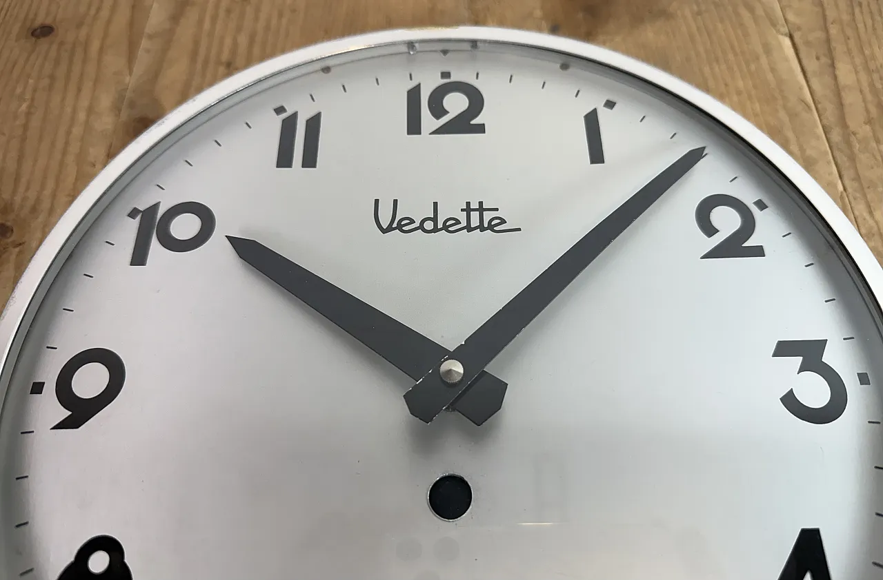 Grey Industrial French Wall Clock from Vedette, 1950s 10