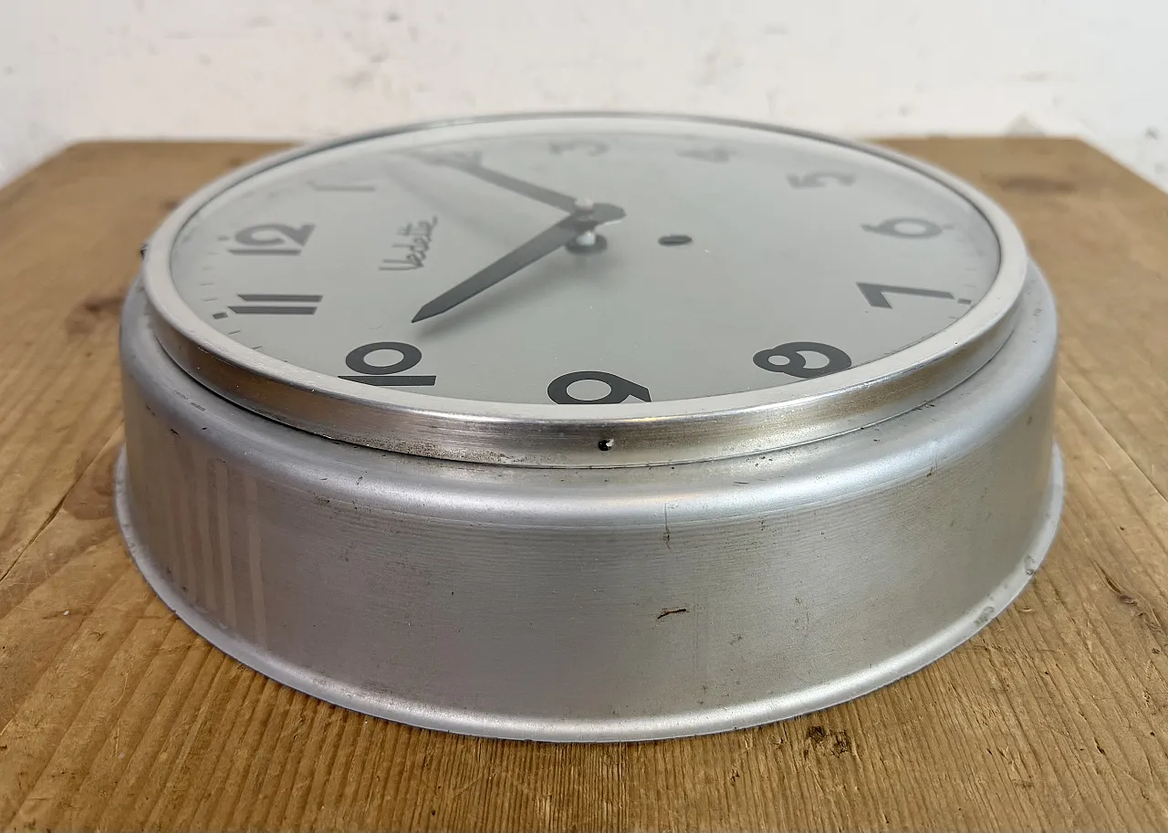 Grey Industrial French Wall Clock from Vedette, 1950s 13
