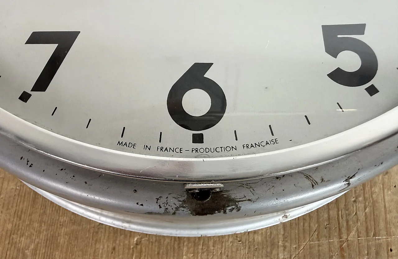 Grey Industrial French Wall Clock from Vedette, 1950s 15