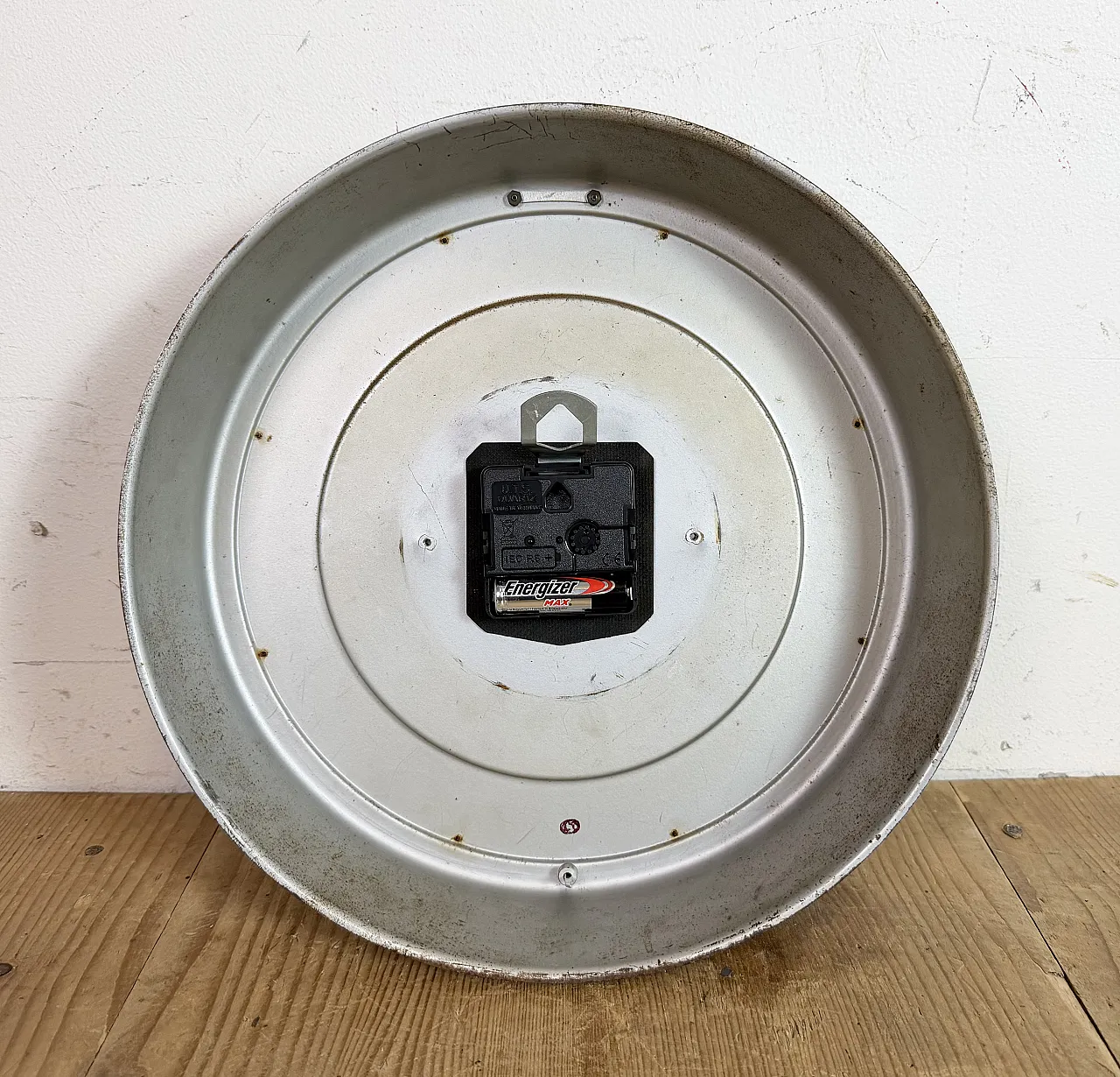 Grey Industrial French Wall Clock from Vedette, 1950s 17