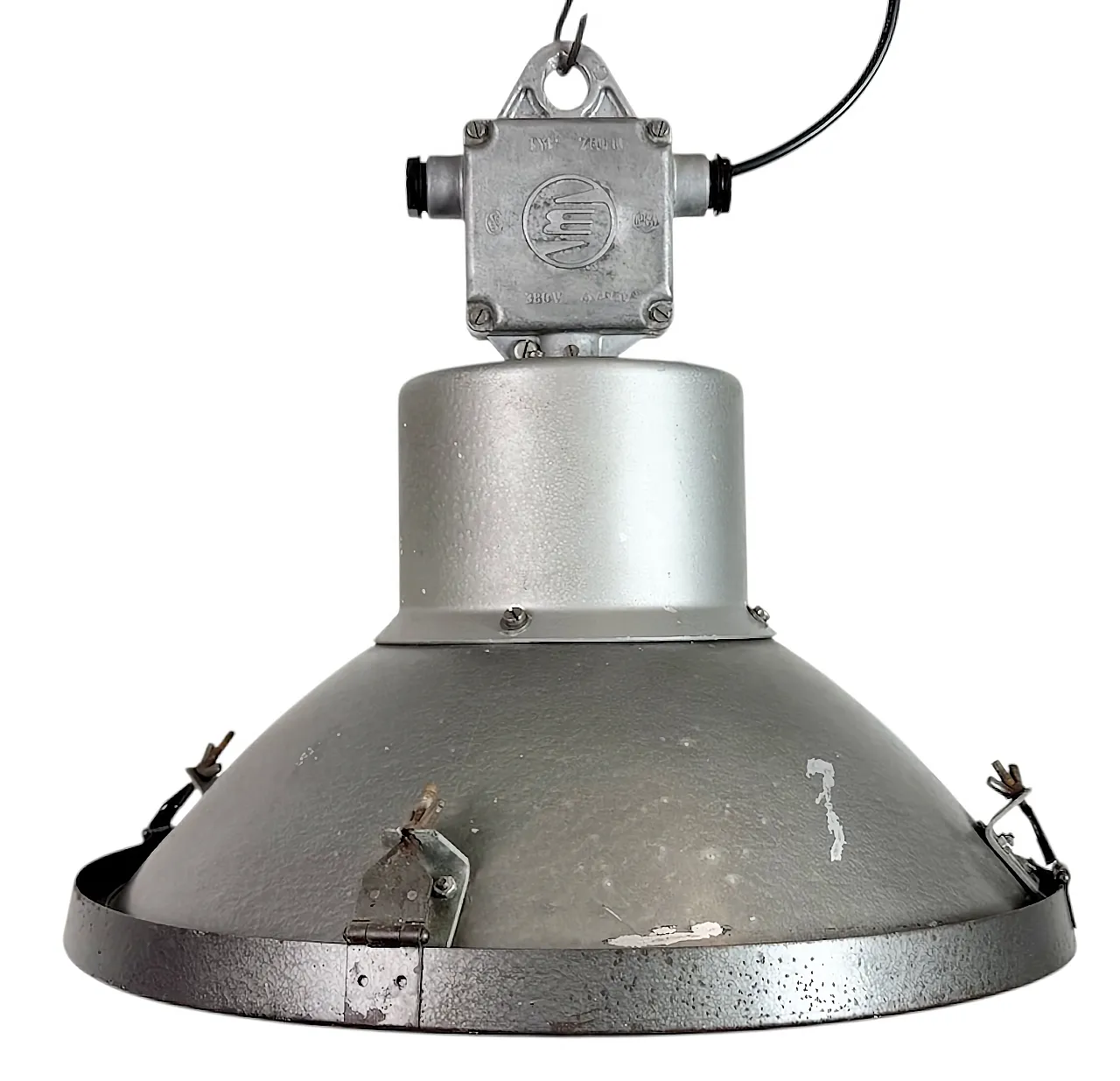 Industrial Grey Hammer Paint Pendant Lamp from Elektrosvit, 1960s 1