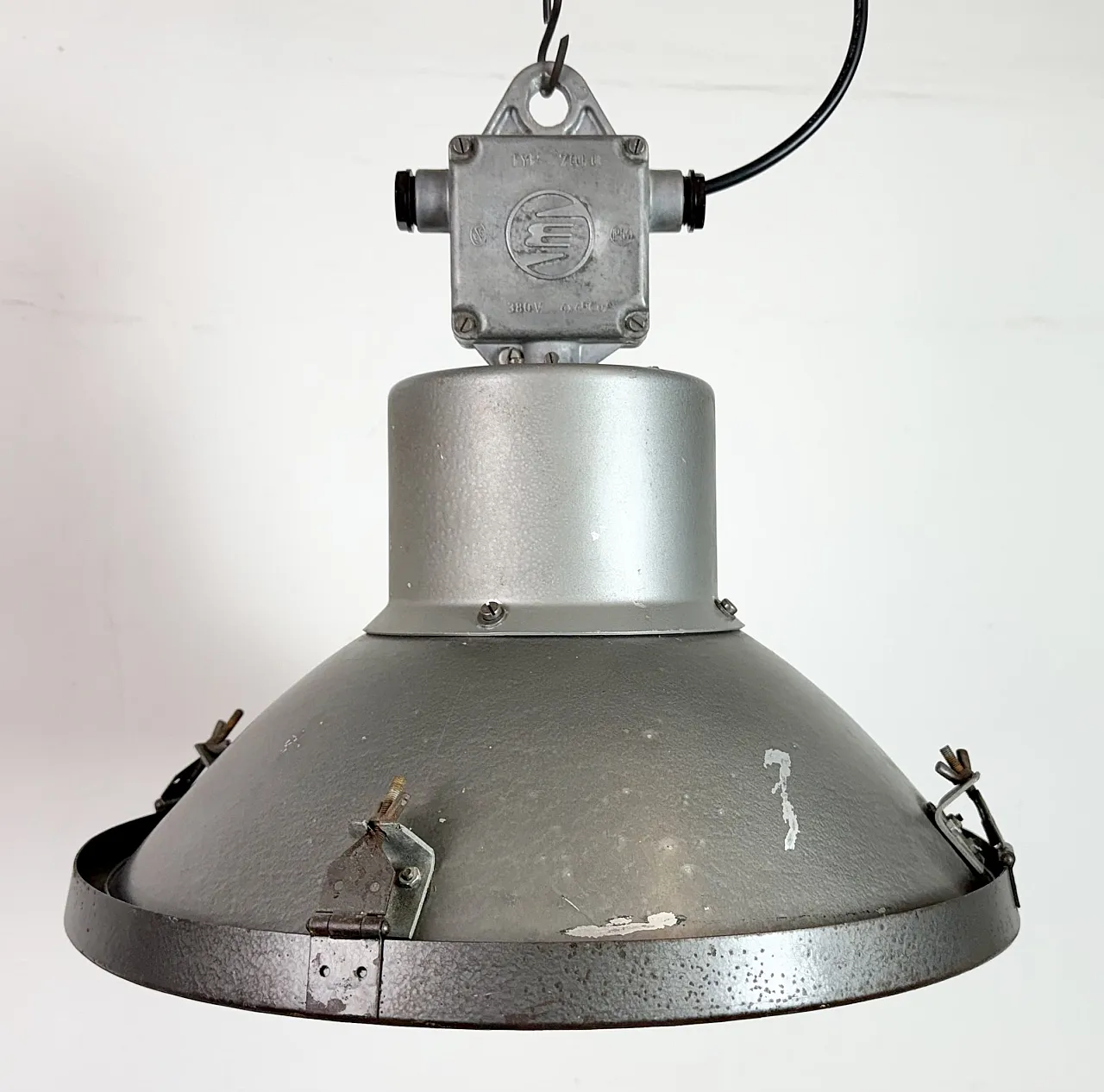 Industrial Grey Hammer Paint Pendant Lamp from Elektrosvit, 1960s 3