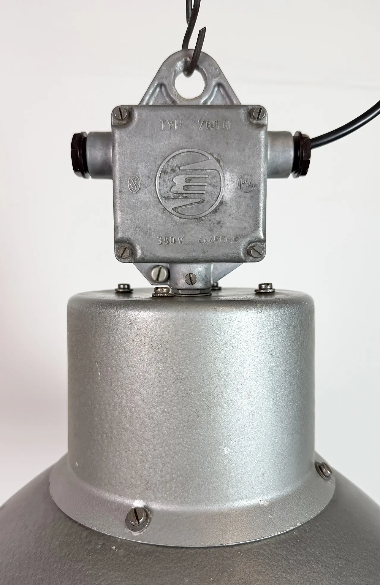 Industrial Grey Hammer Paint Pendant Lamp from Elektrosvit, 1960s 4