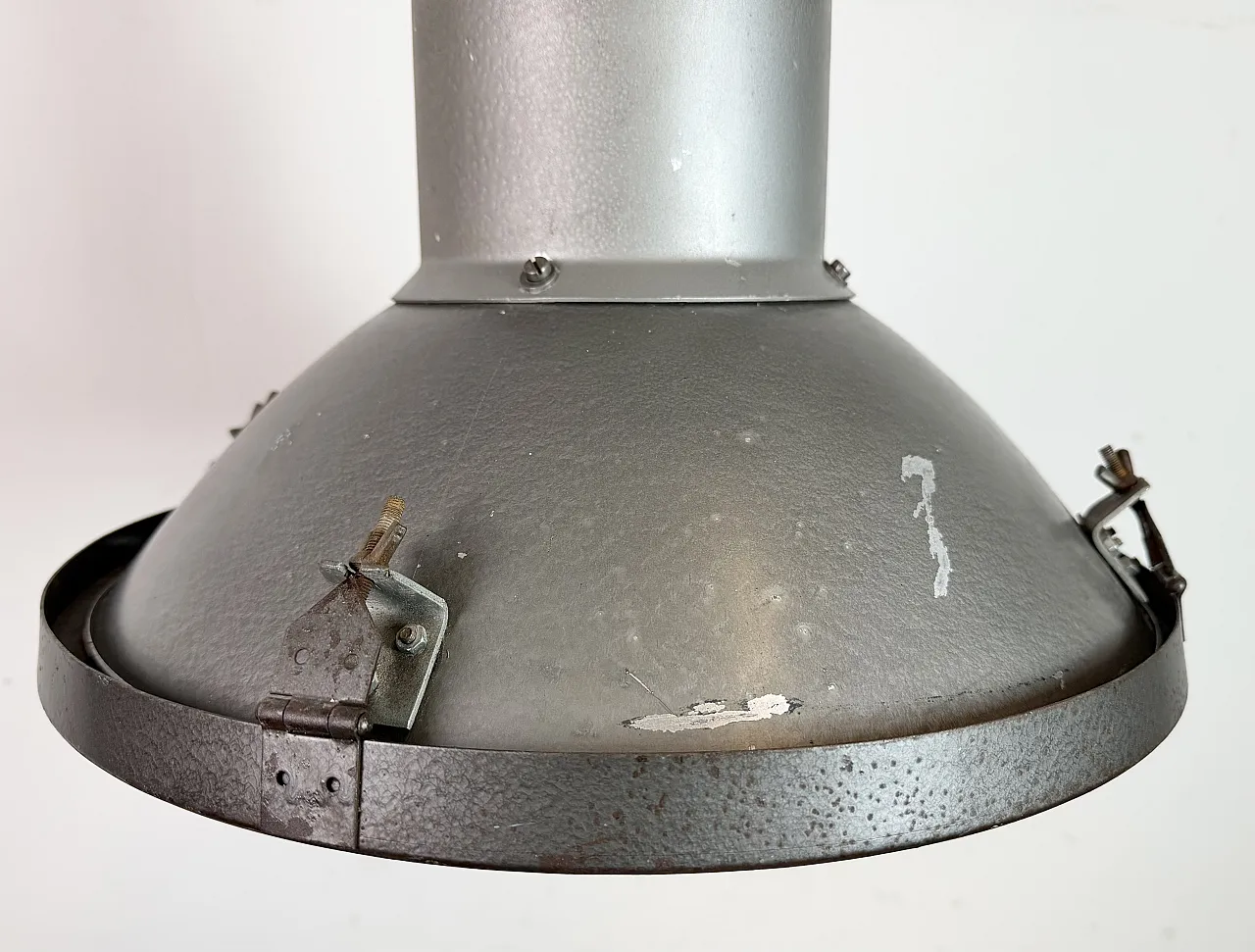 Industrial Grey Hammer Paint Pendant Lamp from Elektrosvit, 1960s 5