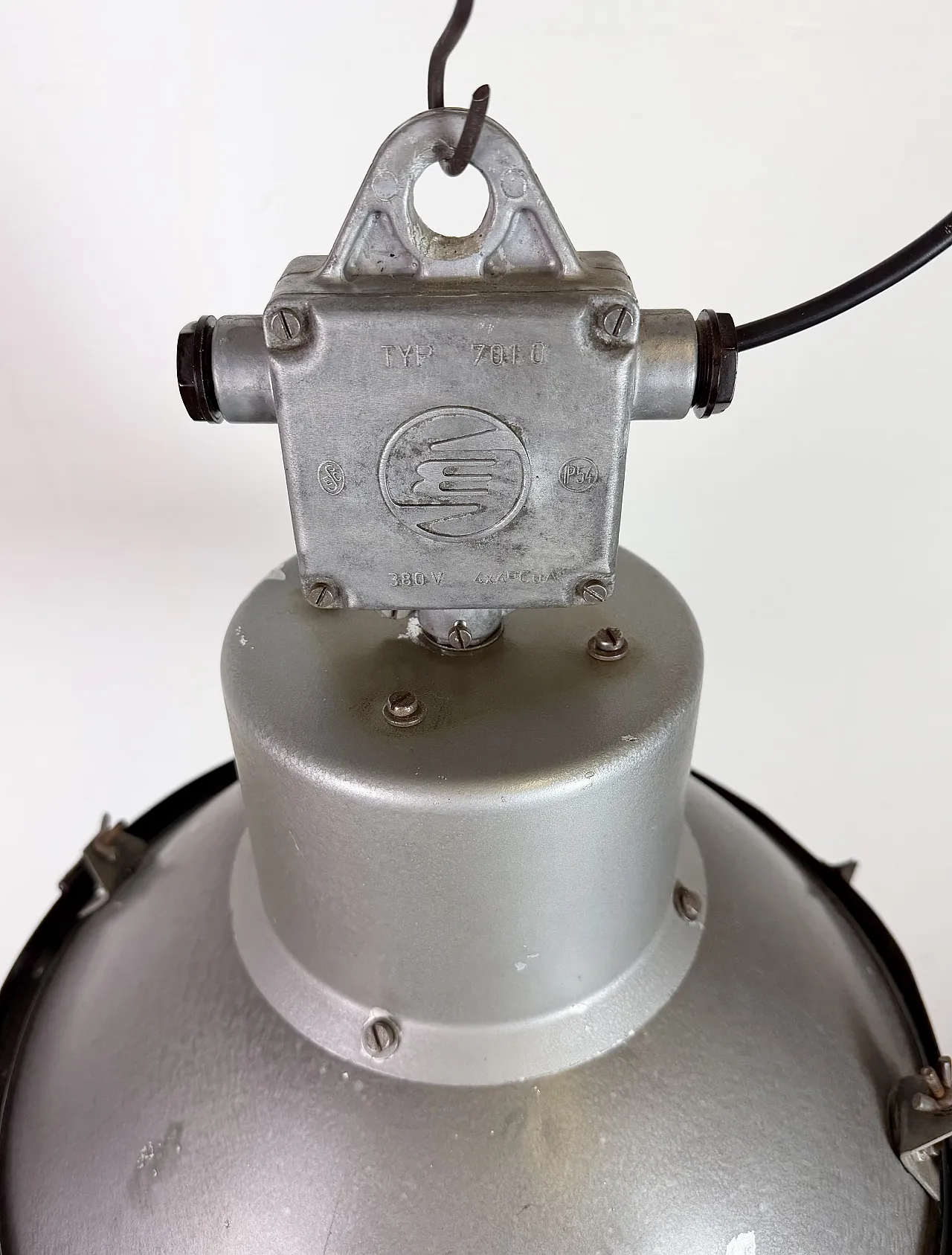 Industrial Grey Hammer Paint Pendant Lamp from Elektrosvit, 1960s 8