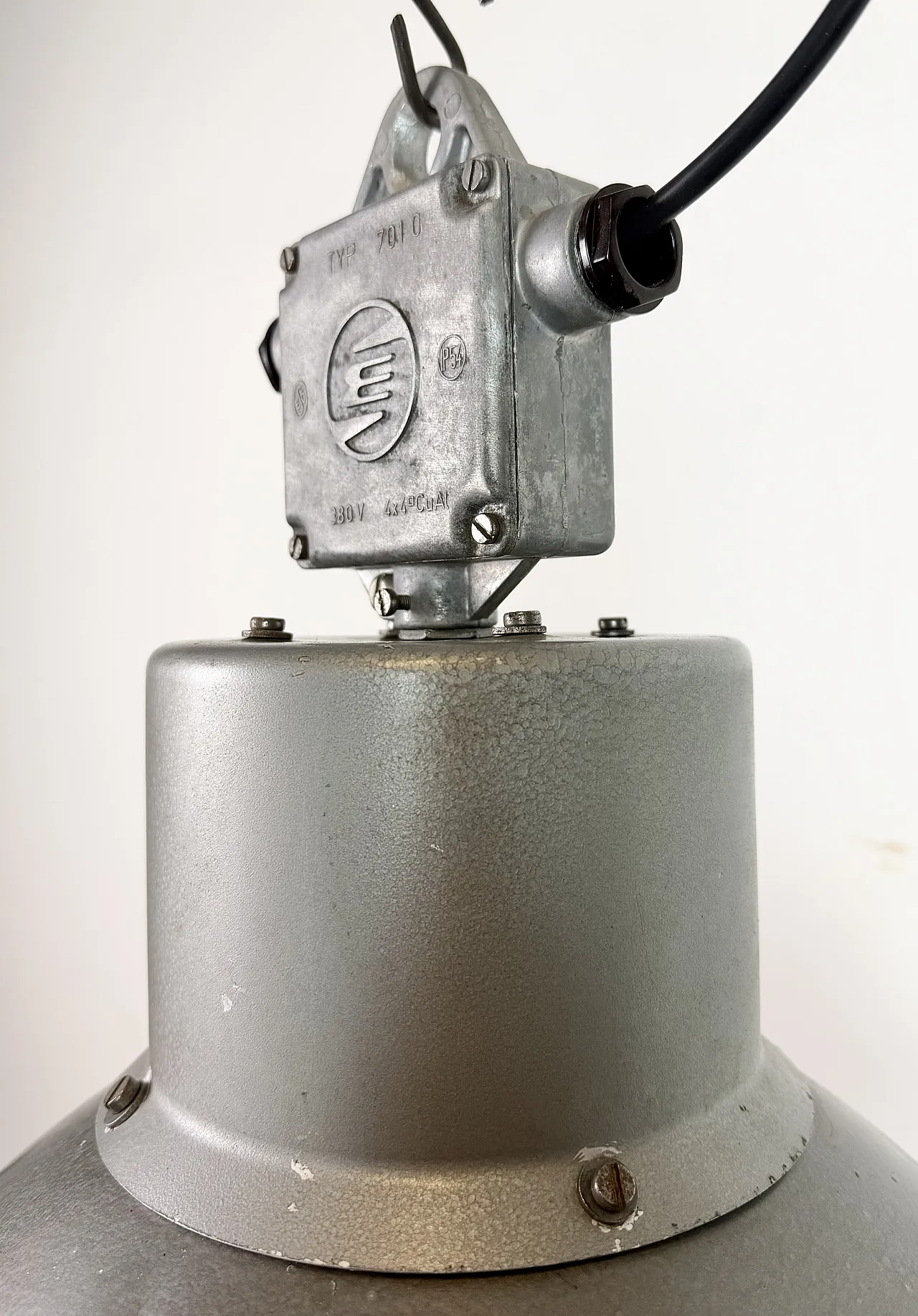Industrial Grey Hammer Paint Pendant Lamp from Elektrosvit, 1960s 10