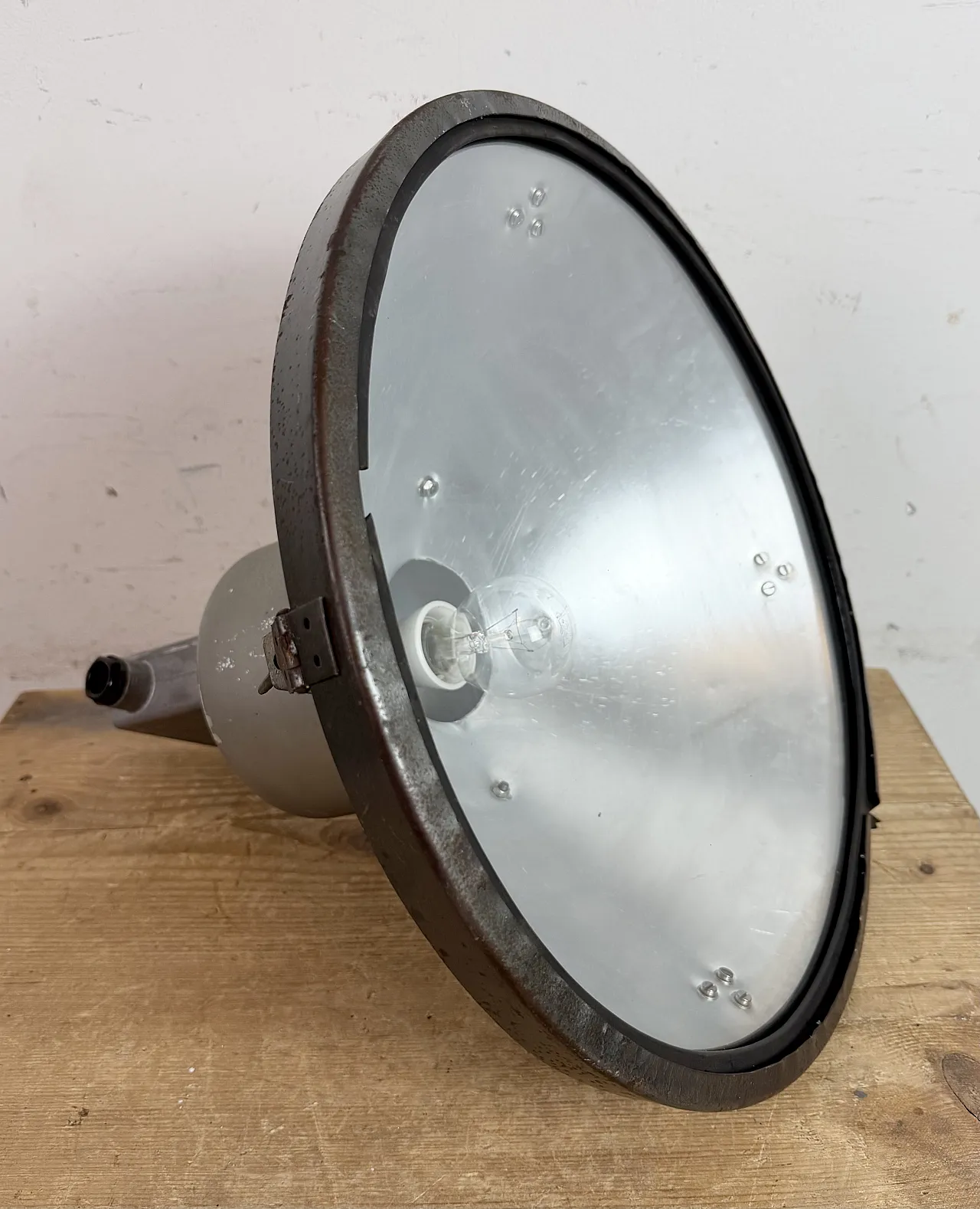 Industrial Grey Hammer Paint Pendant Lamp from Elektrosvit, 1960s 17