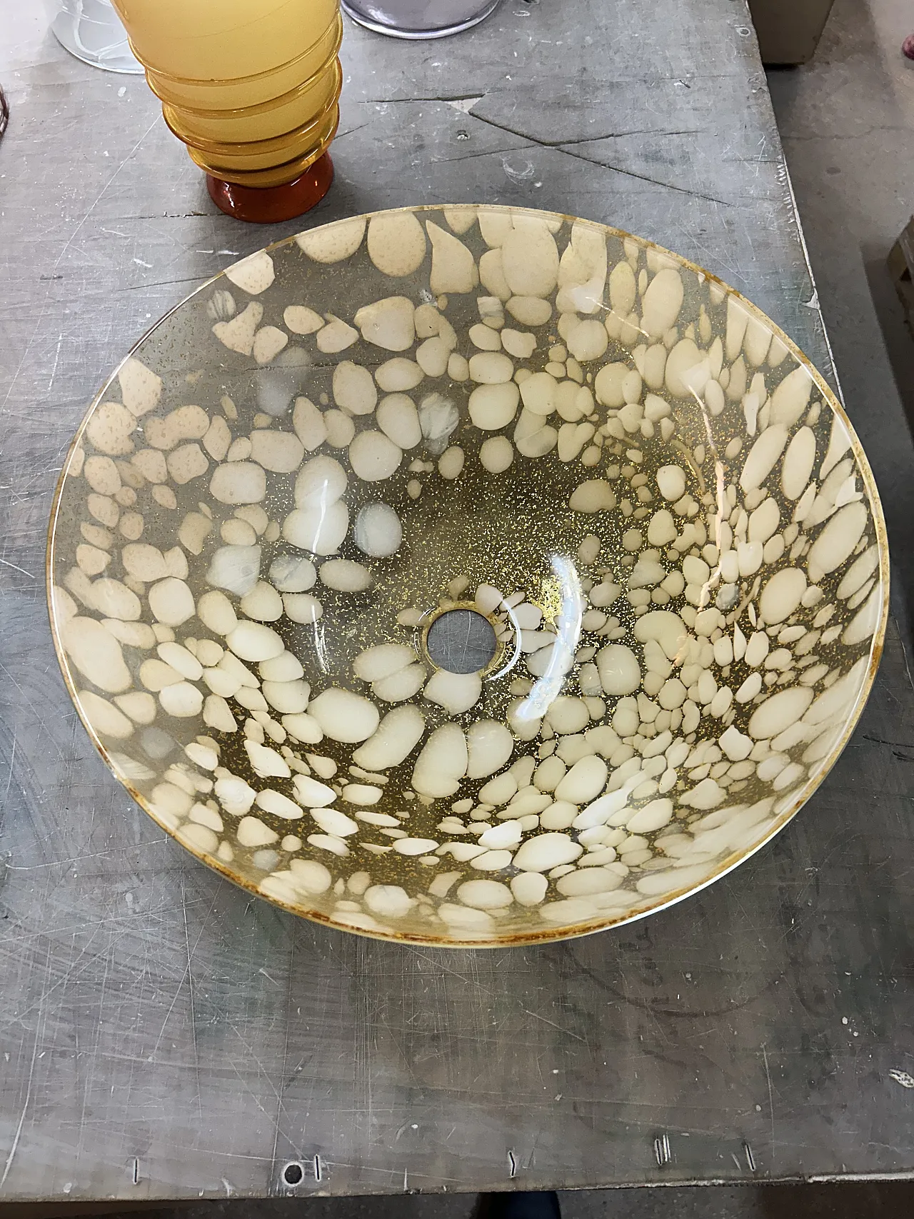 Lavabo in vetro di Murano foglia oro, anni 2000 1