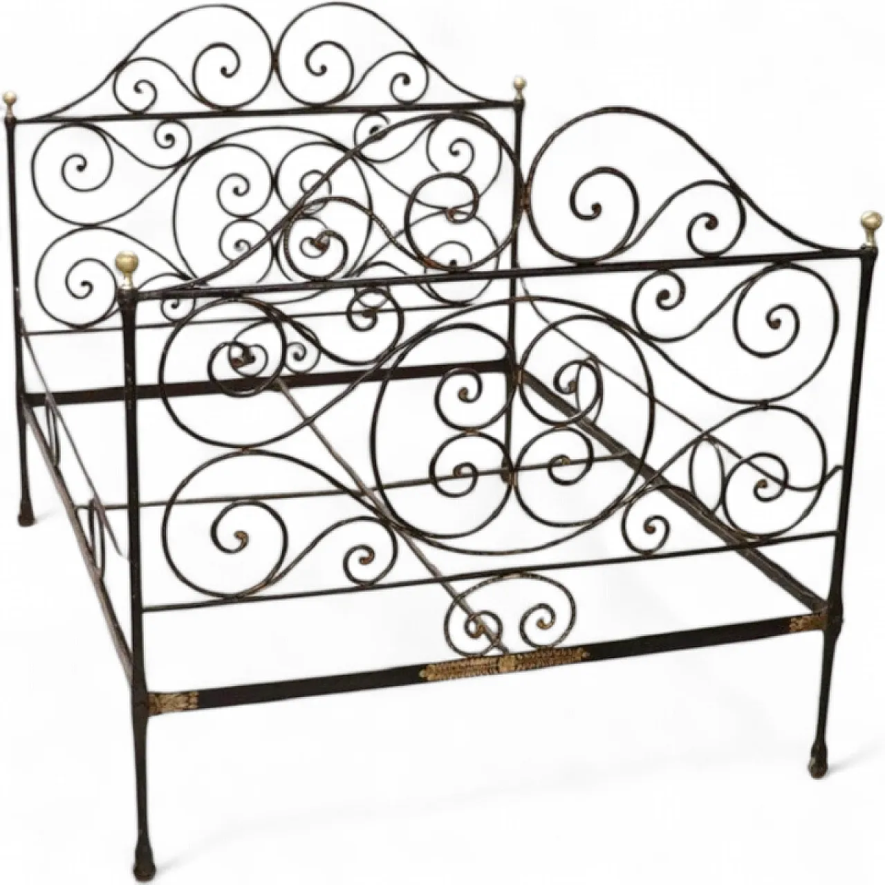 Antico letto matrimoniale in ferro battuto, '800 20