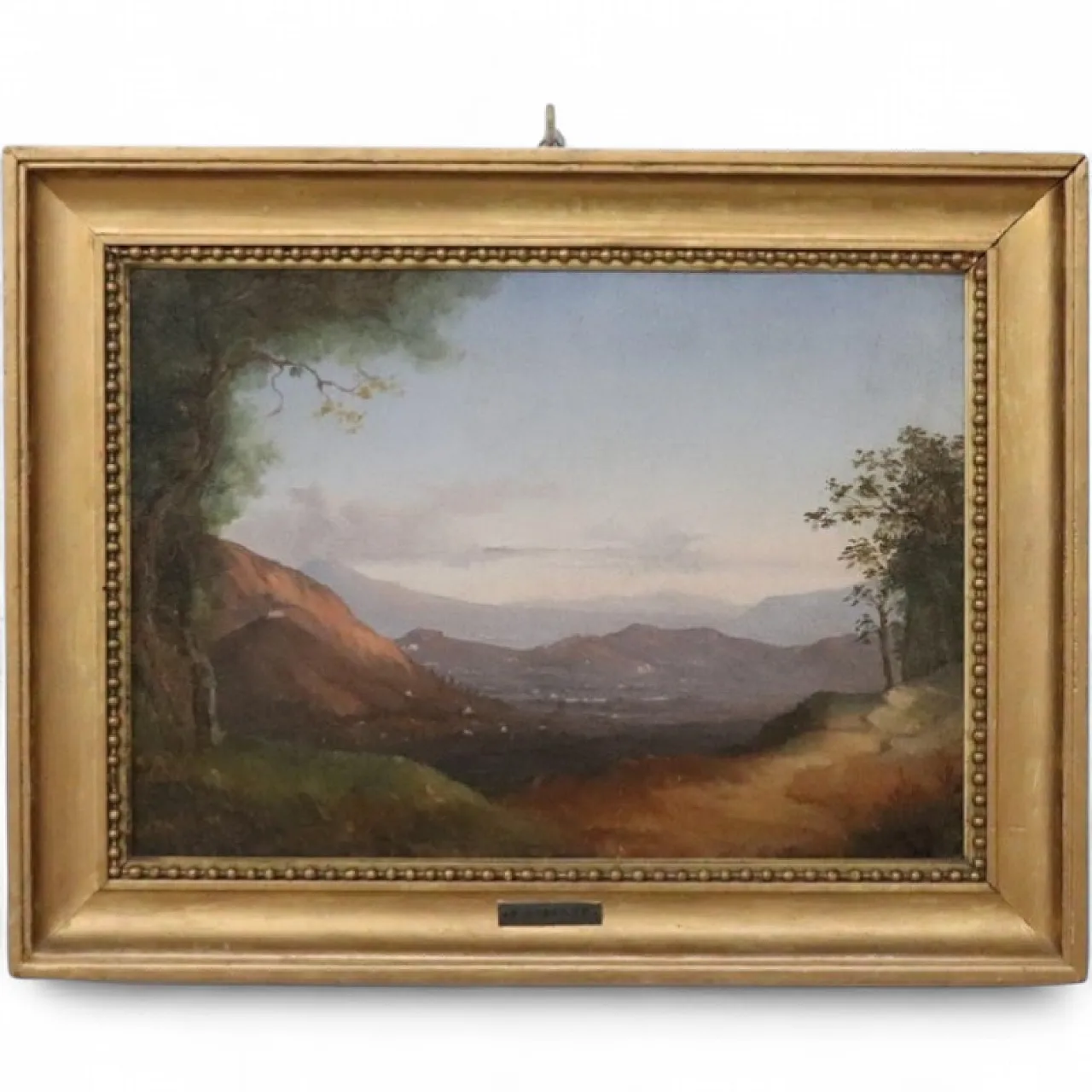 Dipinto olio su tela, veduta panoramica di Napoli, pittore del '800 13