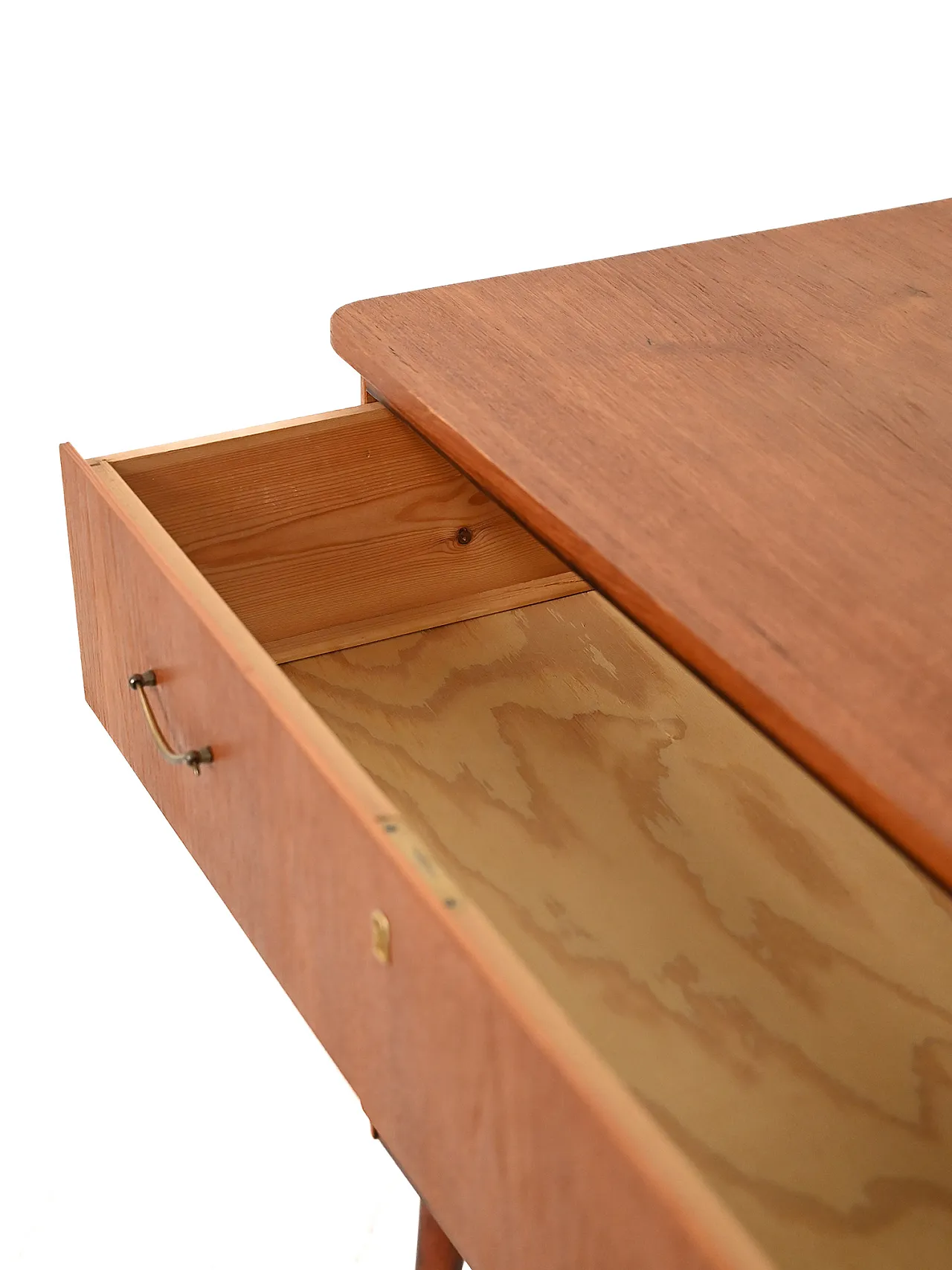 Scandinavian chest of drawers in teak and mahogany with brass inserts 6