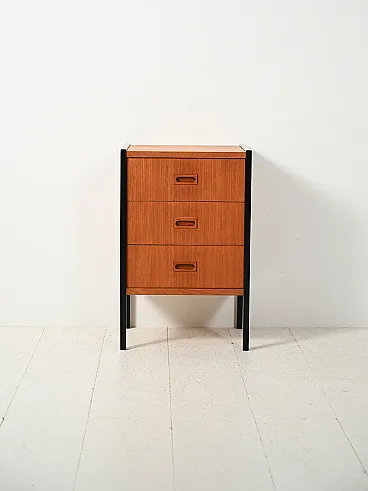 Small Scandinavian chest of drawers with black profiles Bodafors
