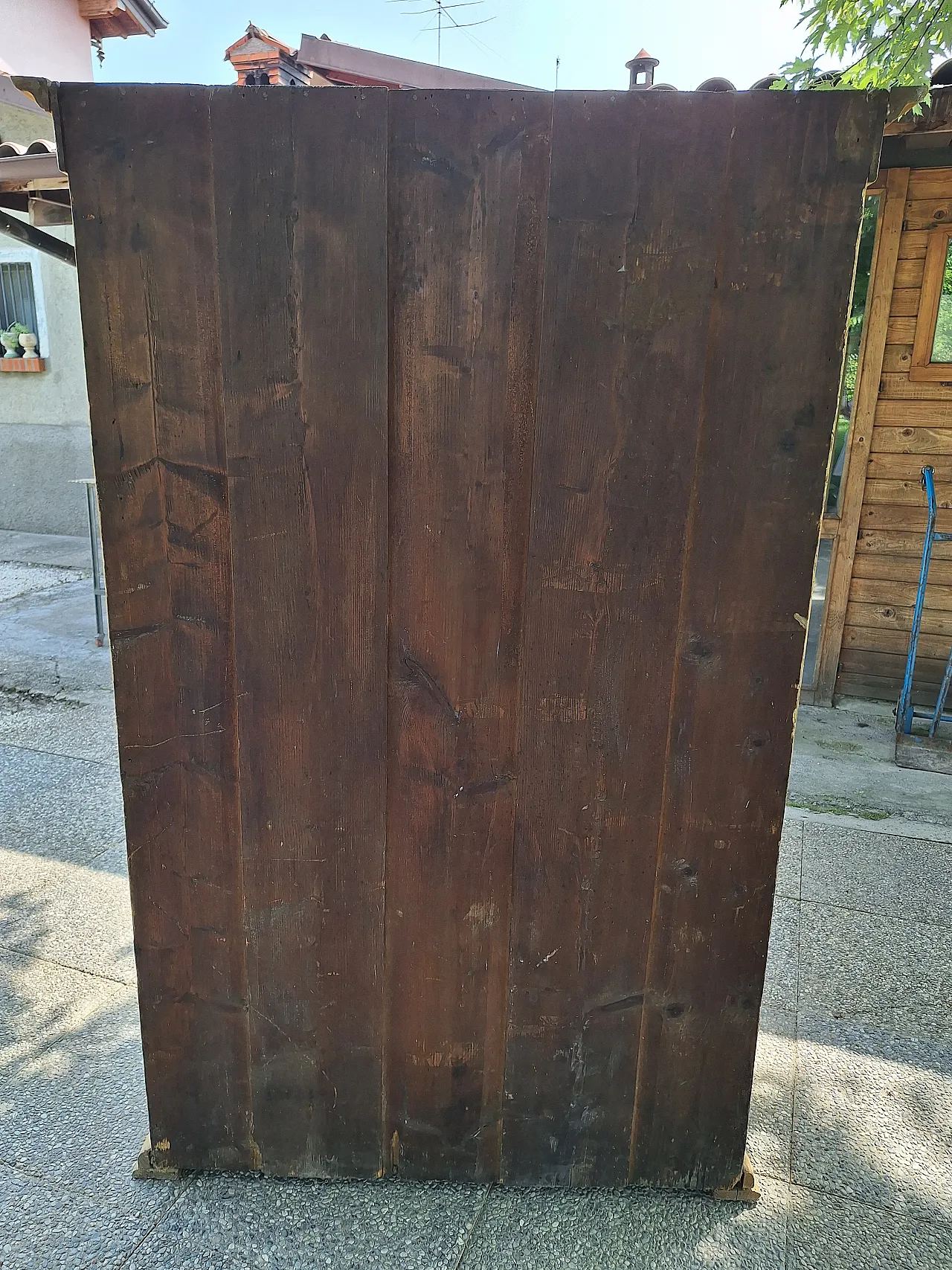 Austrian painted wardrobe with polychrome decorations,  19th century 19