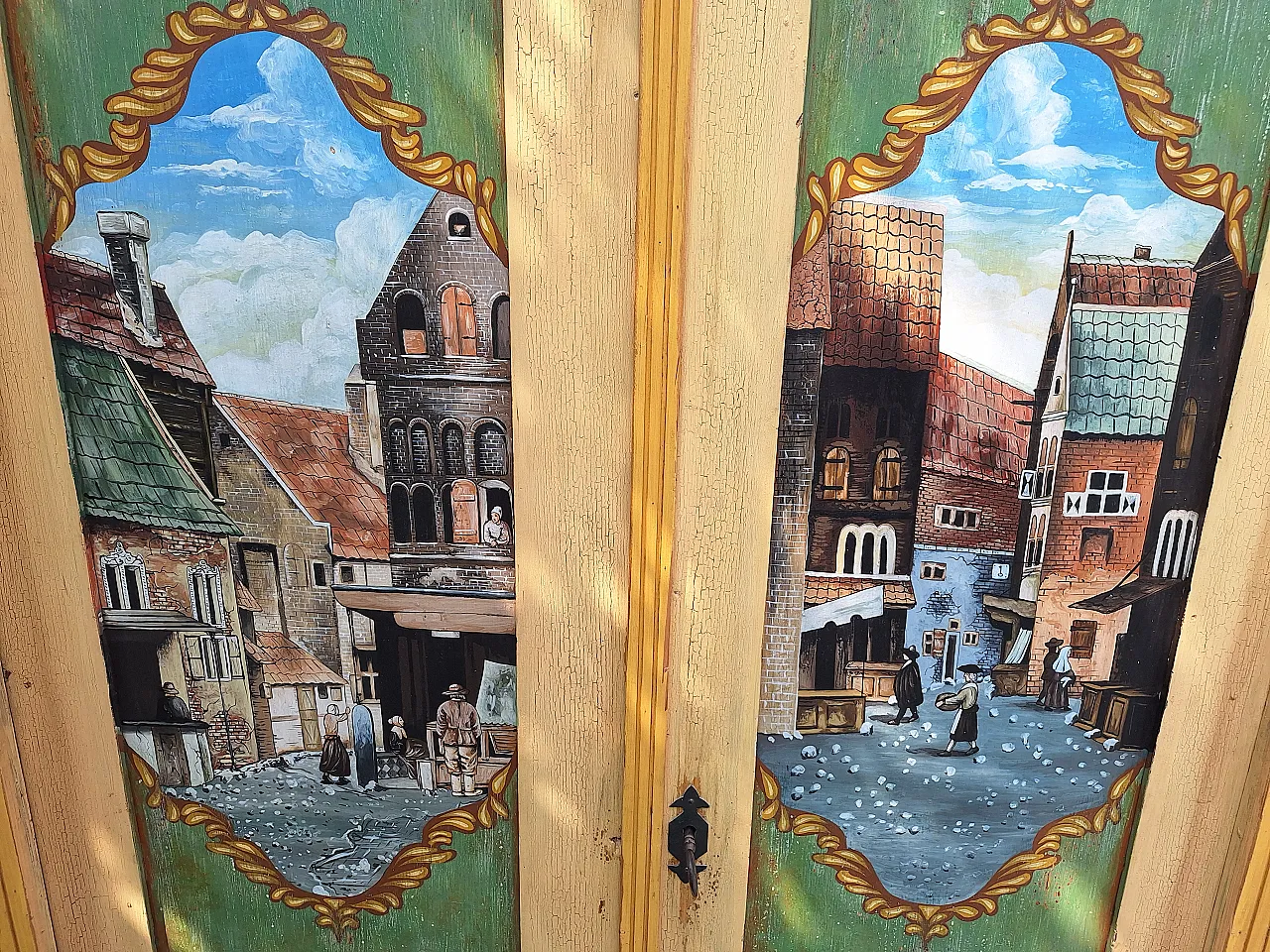 Austrian painted wardrobe with polychrome decorations,  19th century 32