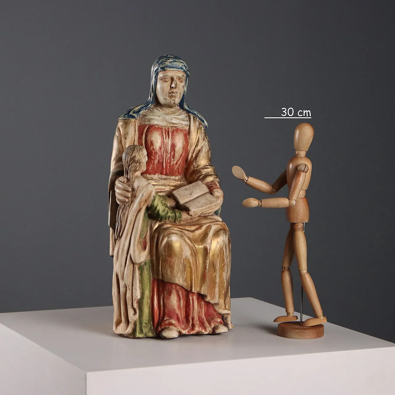 Saint Anne with the Child Mary, carved wooden sculpture, 20th century 2