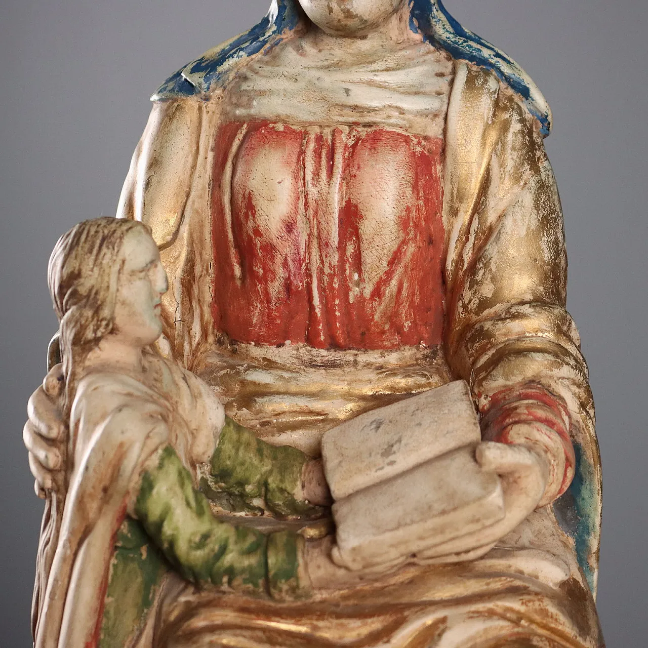 Saint Anne with the Child Mary, carved wooden sculpture, 20th century 4