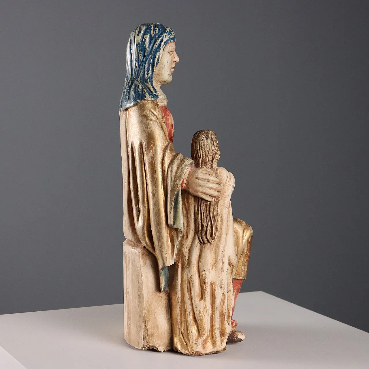 Saint Anne with the Child Mary, carved wooden sculpture, 20th century 8