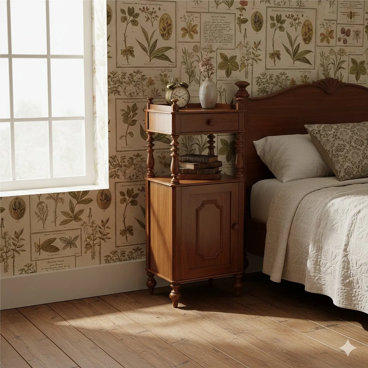 Comodino umbertino in noce, fine '800 2